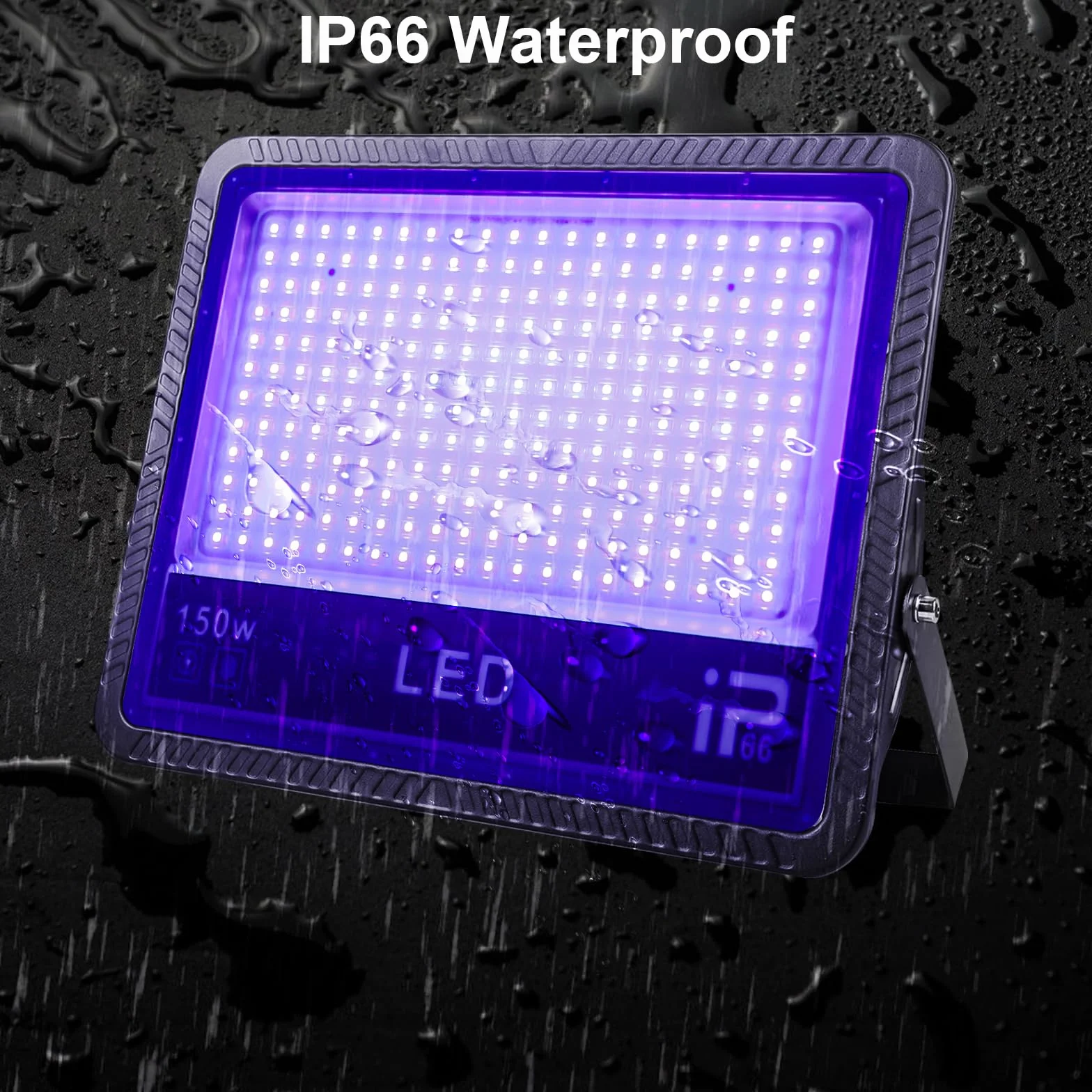 Luce UV nera: 2 luci LED da 150 W, IP66, impermeabili, 385 – 400 NM, luce nera, per feste, eventi all'aperto, feste di colore nero, feste (230 x 170 x 28 mm)