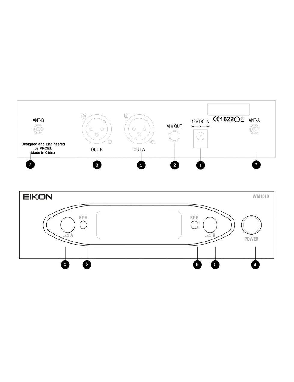 PROEL EIKON WM101DHV2 - Doppio Radiomicrofono UHF Archetto a due canali con uscite indipendenti XLR e schermo retro illuminato (I Microfoni Funzionano contemporaneamente), Nero