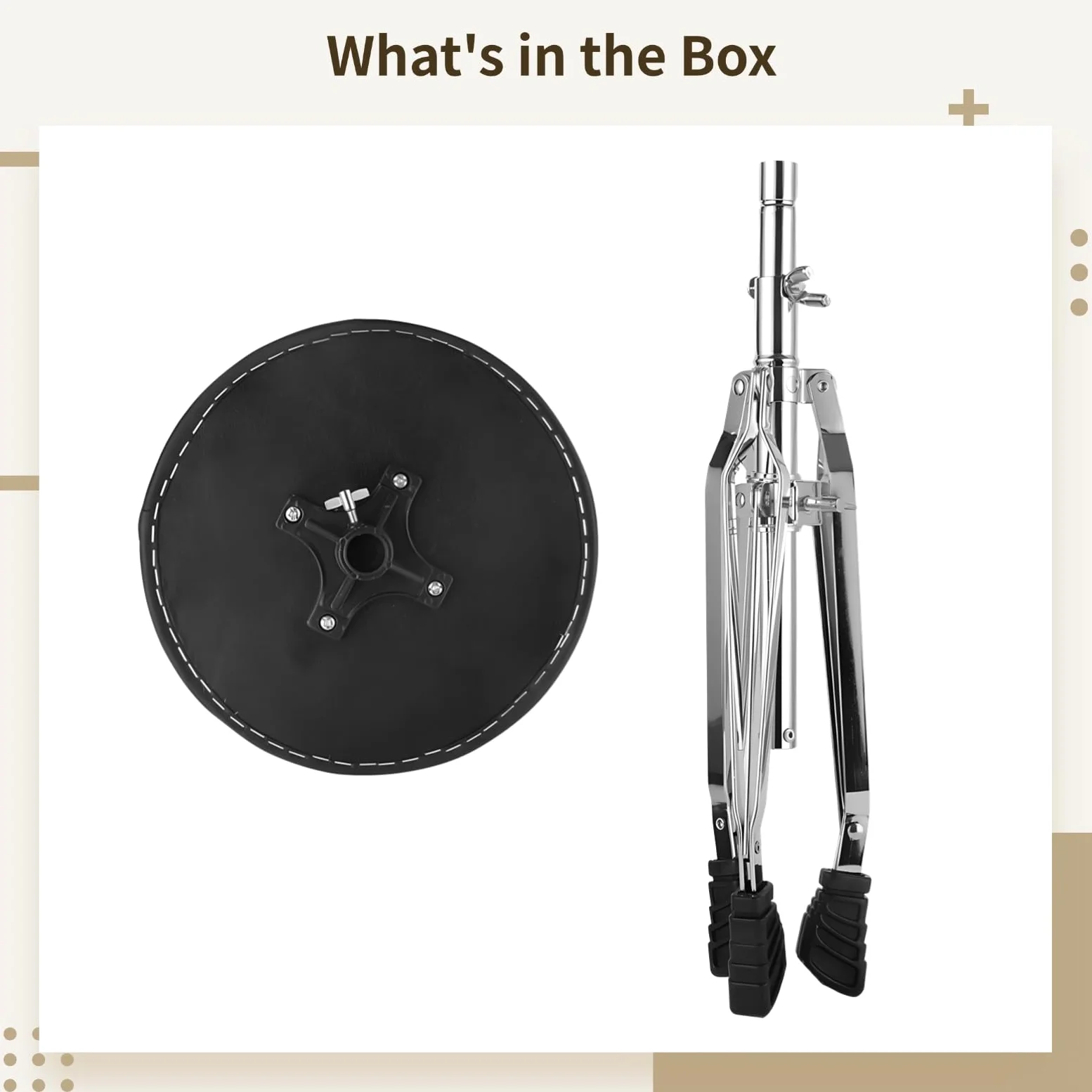 Drum Throne con altezza regolabile (42,4-55,1 cm), robusto sgabello imbottito con base in acciaio a 3 gambe, design pieghevole e piedini antiscivolo per batteristi e musicisti