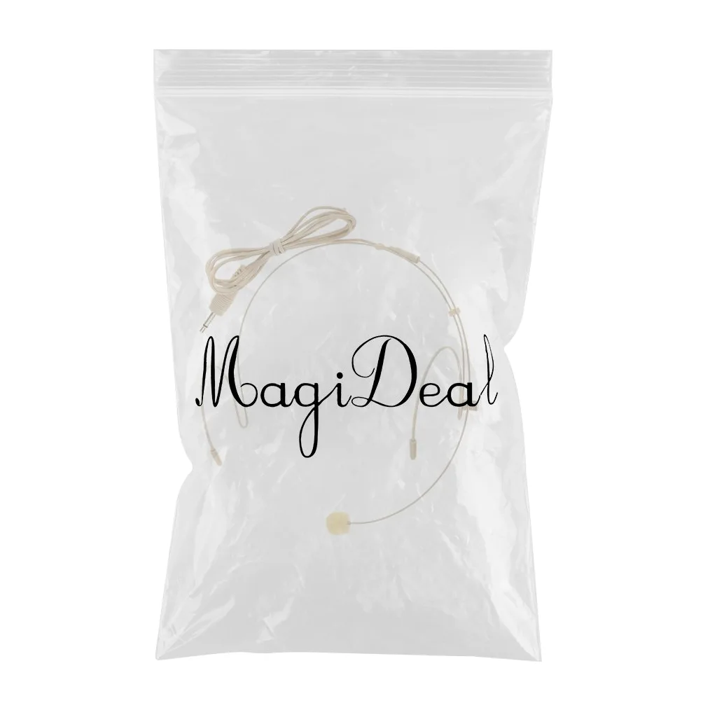 MagiDeal Professionale Gancio Auricolare Microfono A Testa Intestata Microfono Headworn per Palco Case di Culto Presentatori Docenti - Beige-3.5mm