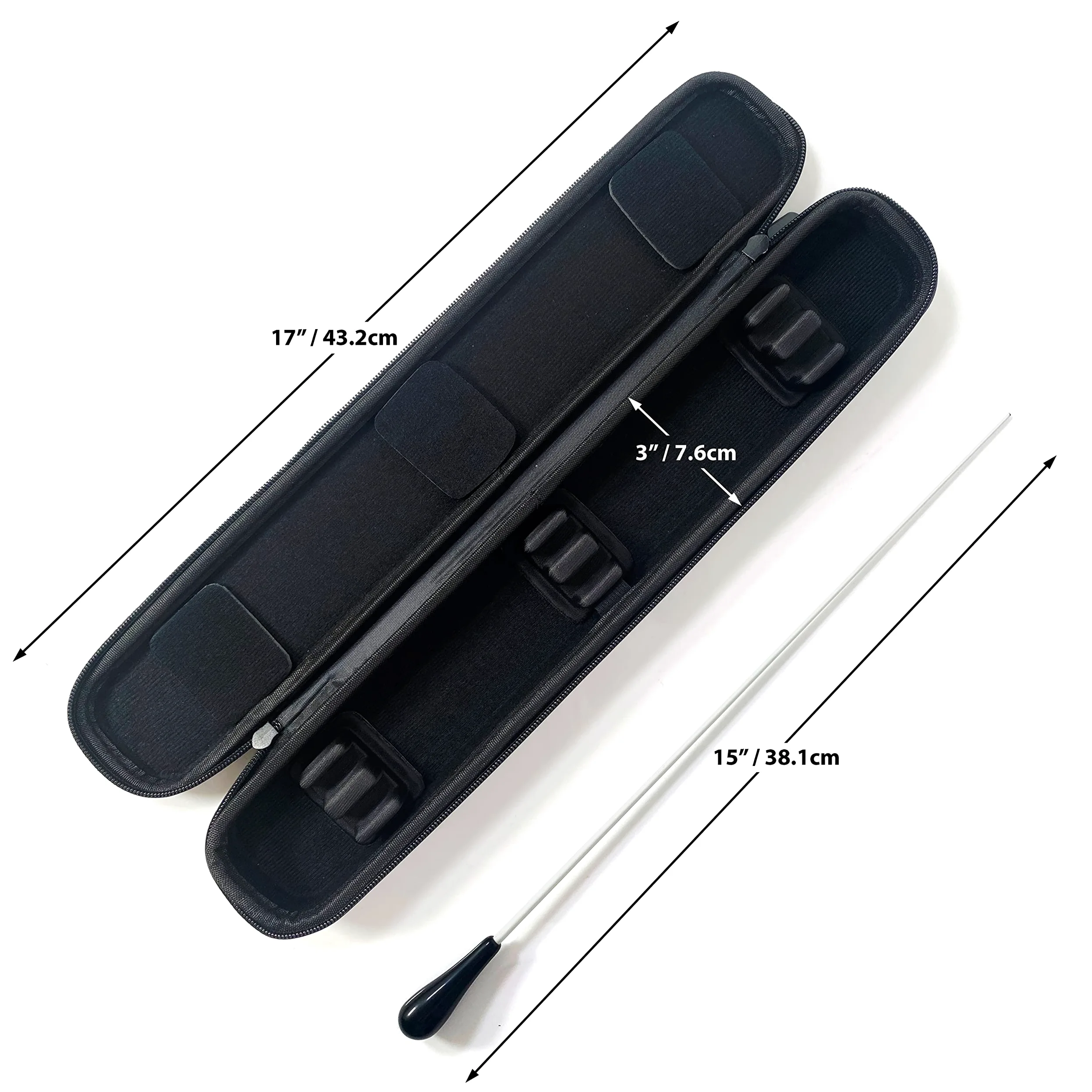 Custodia per direttore d'orchestra, con inserti regolabili e cuscinetti per coperchio, include clip per segnalibro in metallo e matita