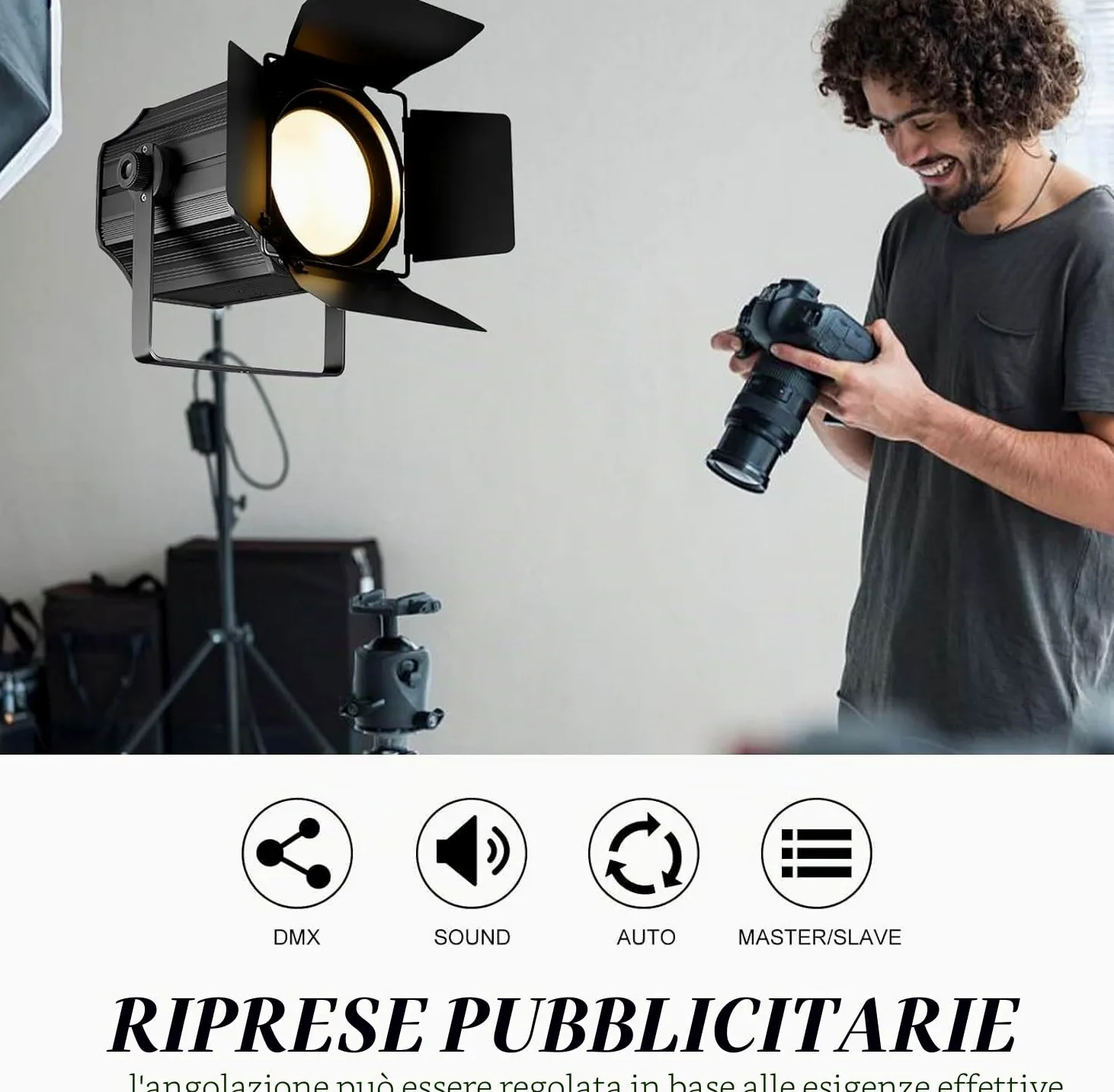200 W COB Par LED Proiettore da palco con otturatori dimmerabili, 3500 a 7500 K 2 in 1 illuminazione da scena DMX/modalità master-slave luce per feste DJ, chiesa, concerto, matrimonio