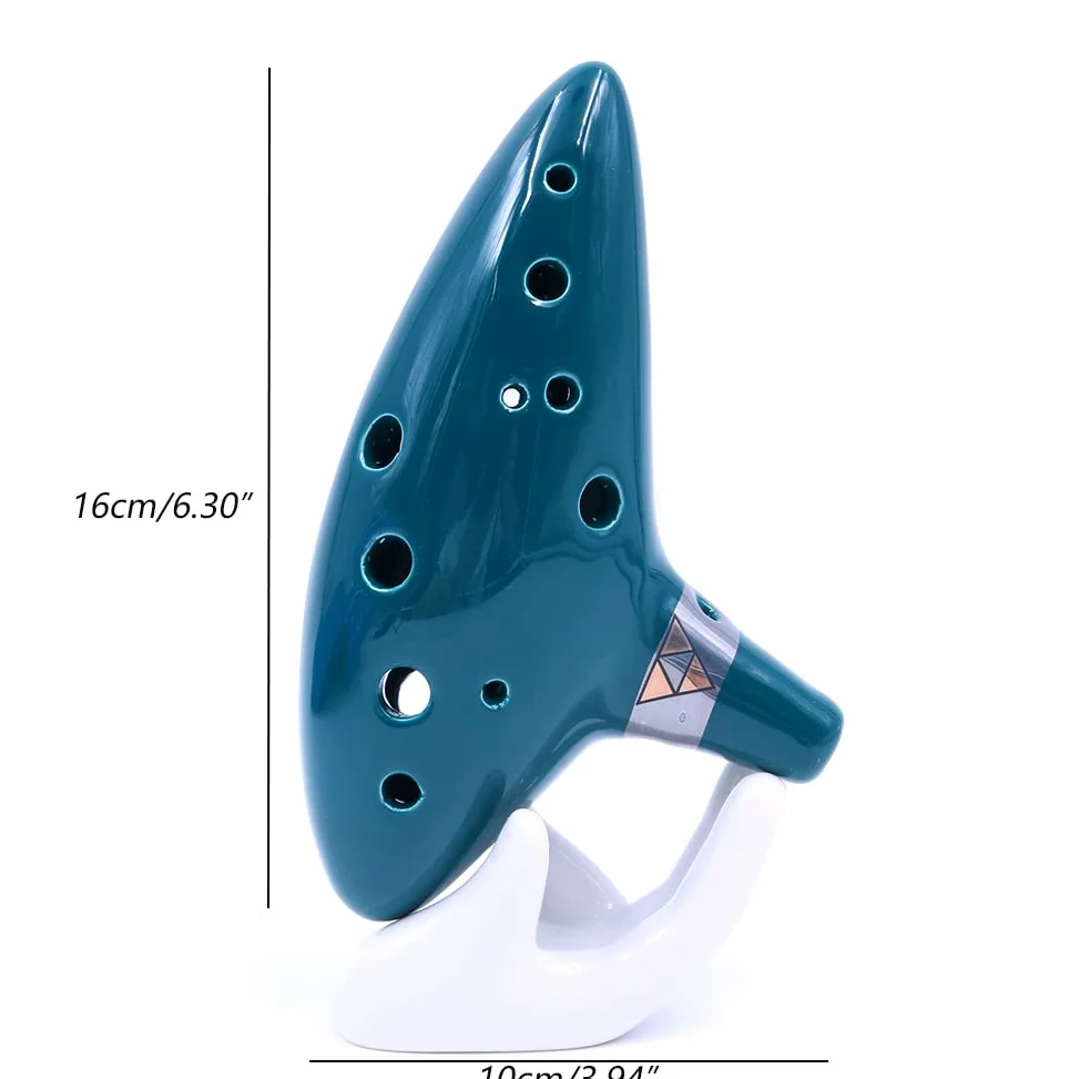 Alnicov Ocarina verde a 12 fori in ceramica contralto C durevole strumento musicale con guida introduttiva espositore