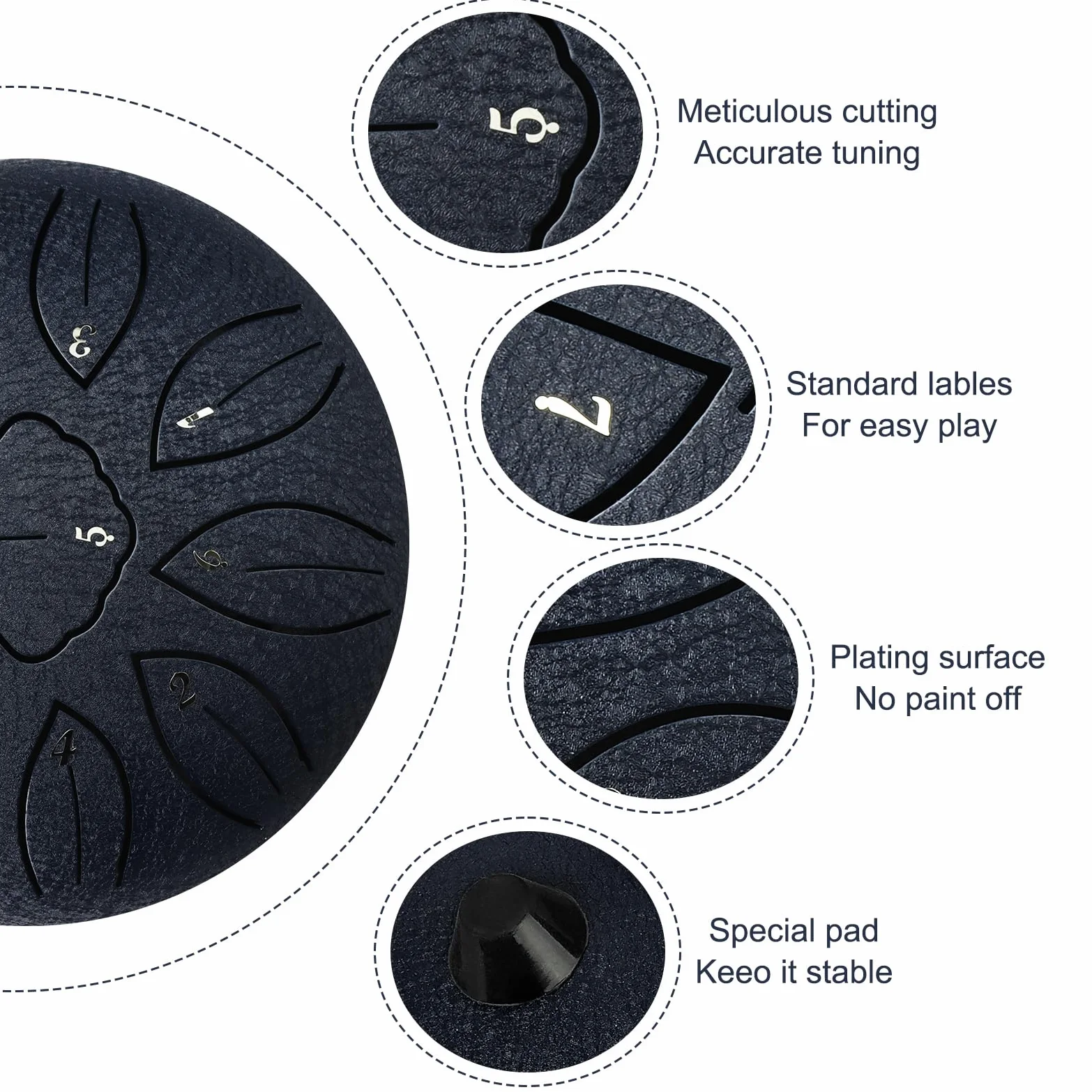 Steel Tongue Drum,Tamburo del Handpan,6 Pollici 11 Note Do Maggiore Accordato Tamburi in Acciaio,Strumento a Percussione Tamburo,con Bacchette per Tamburi Note Sticks per Yoga Sound Healing