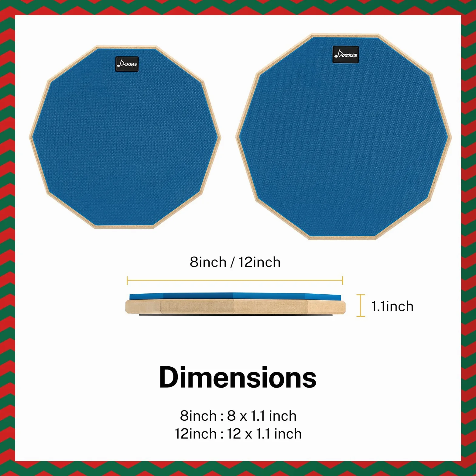 Donner Pad per Allenamento da 12 inch Drum Pad pratica con bacchette in acero Blu