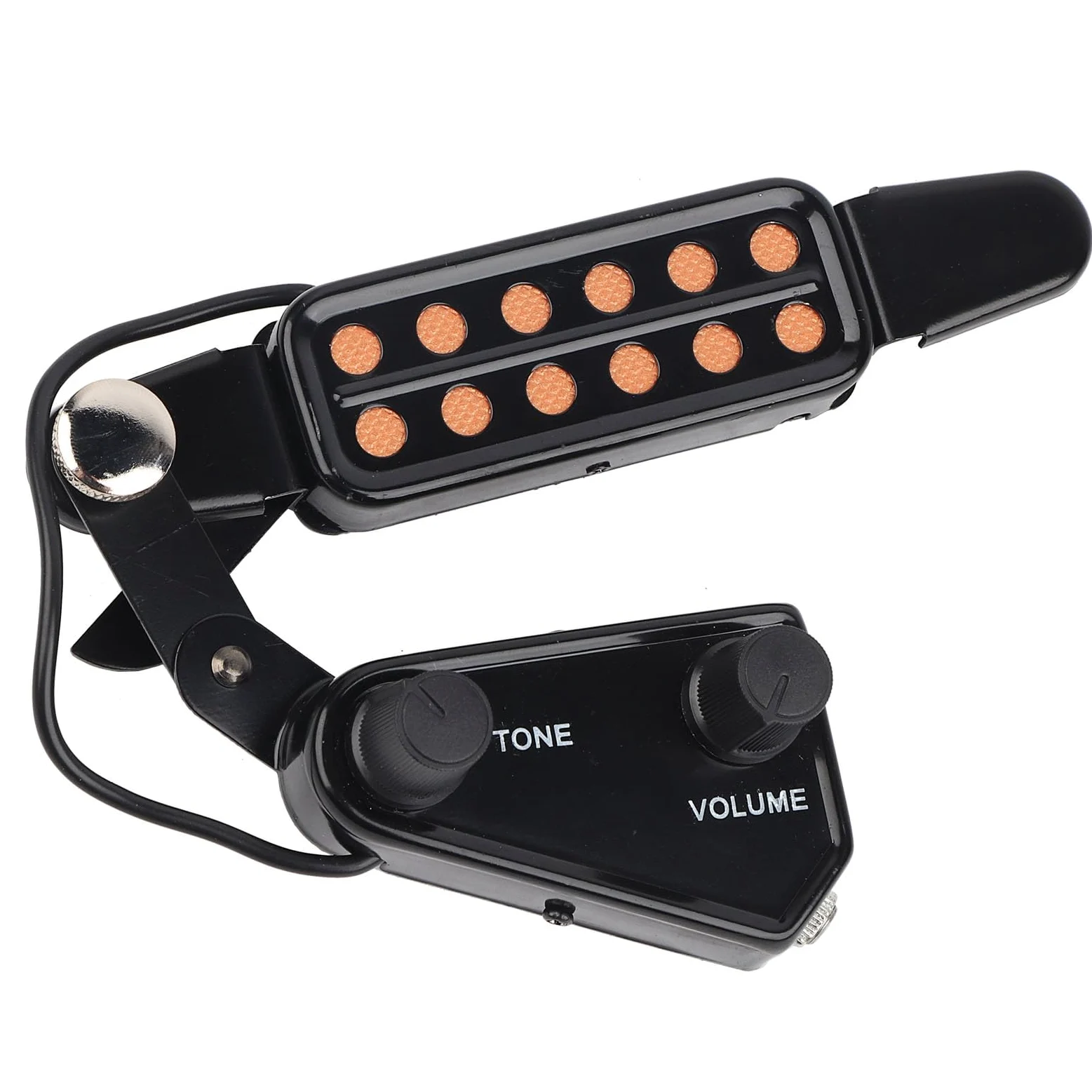 Pickup Chitarra Acustica 12 Fori Metal Magnetic Guitar Transducer Sound Pickups con kit di Accordatura del Volume e Cavo di Amplificazione per chitarra acustica e ukulele
