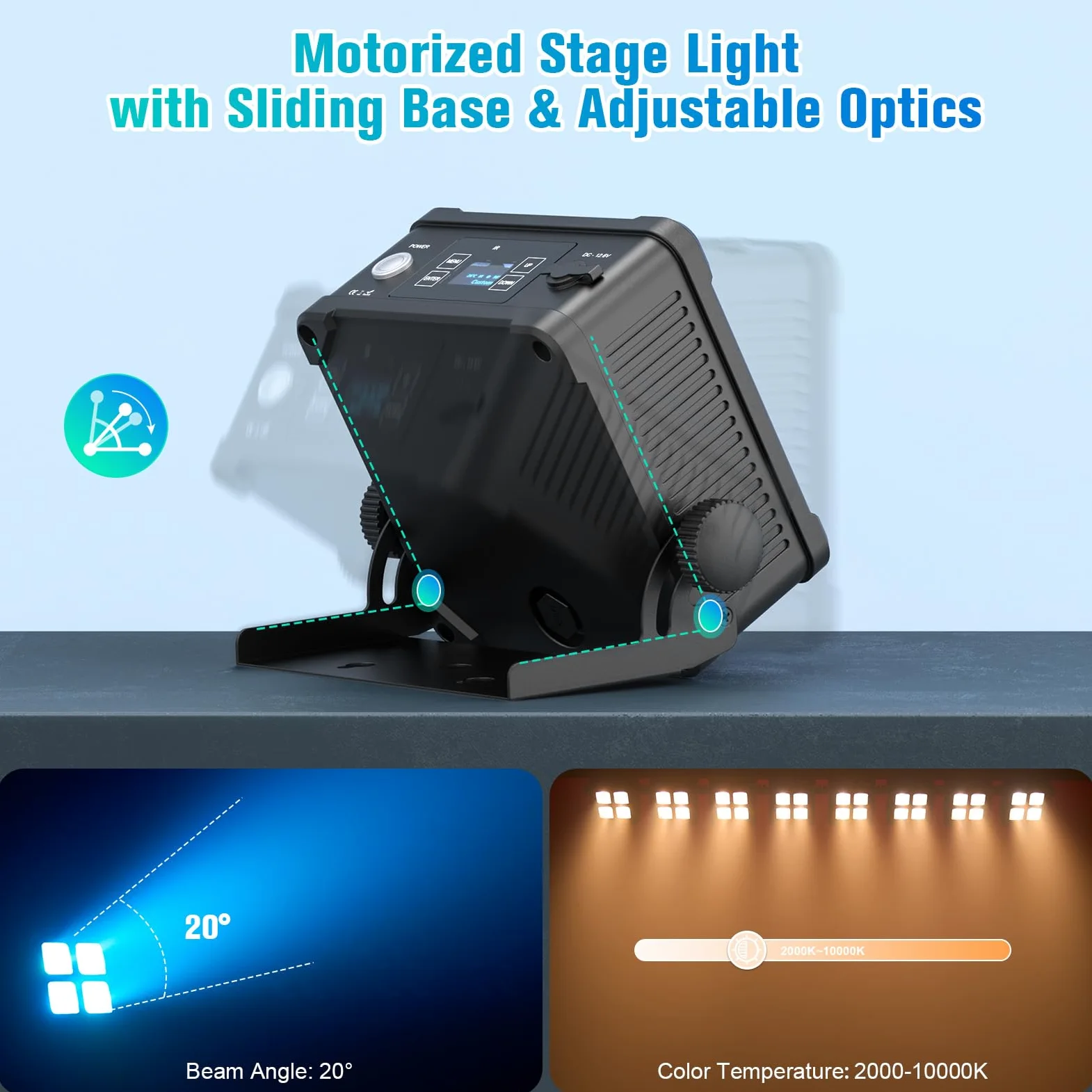 LED Par impermeabile Akku, 40 W RGBWA+UV luce da palcoscenico senza fili ricaricabile con controllo remoto/App/DMX512 per esterni, uplight per matrimoni, concerti, decorazione della casa