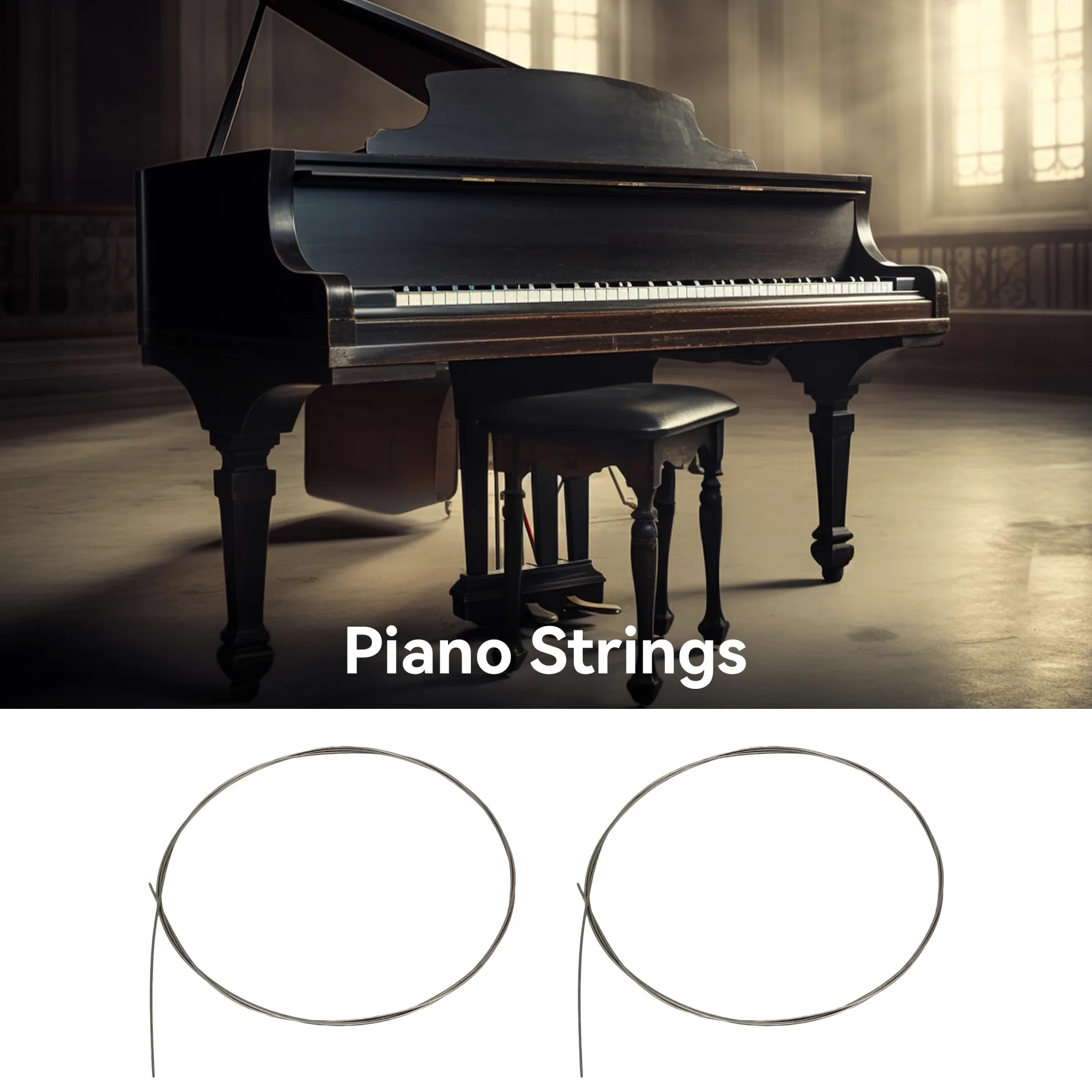 Filo musicale per pianoforte, misura 14, diametro 0,825 mm, per riparazioni di corde rotte, confezione da 2