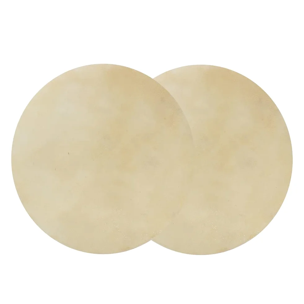 Testa di Bufalo in Pelle Forma Rotonda per Tamburo Bongo Africano - 2 Pezzi - Beige