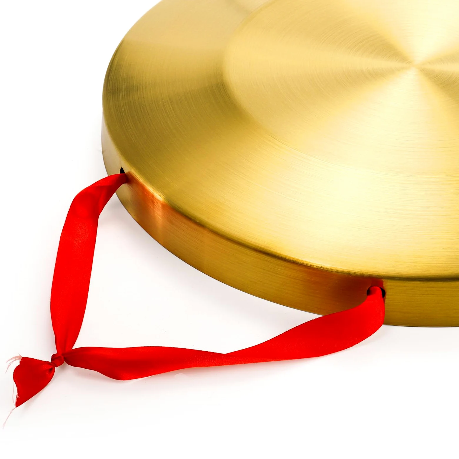 ZEAYEA Gong da 32 cm, strumento tradizionale cinese a percussione in rame con battente e nastro rosso per appendere celebrazioni, feste, festival