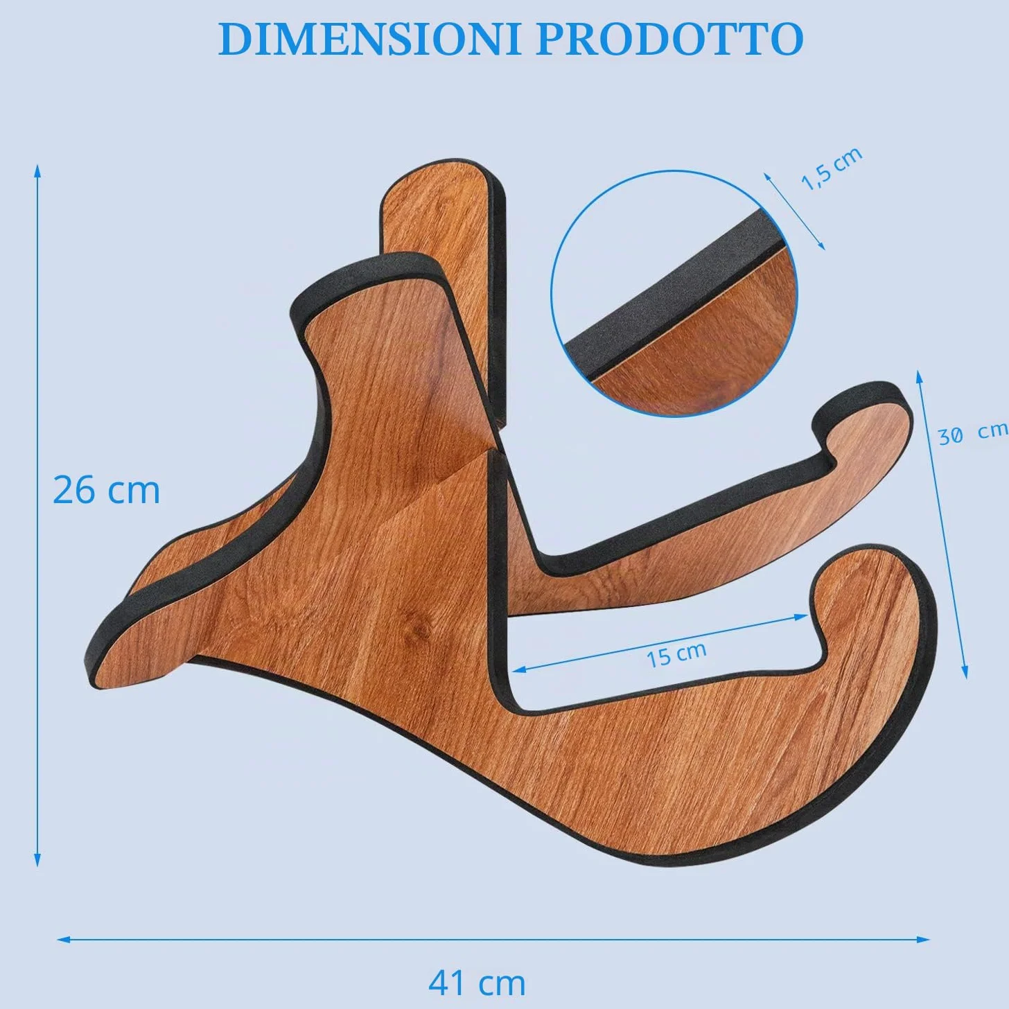 Supporto per Chitarra in Legno, Porta Chitarra da Terra, Poggia Stand Chitarra Universale per Chitarra Acustica/ Classica/ Elettrica e Basso