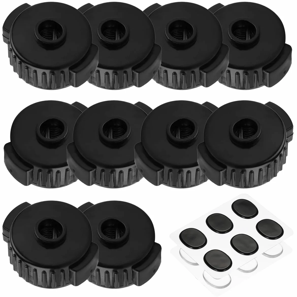 10 pezzi di dadi per piatti a sgancio rapido da 8 mm, bloccaggi per piatti in plastica nera Cymbal Toppers Cymbal Mate Accessori per batteria, con cuscinetti in gel per batteria