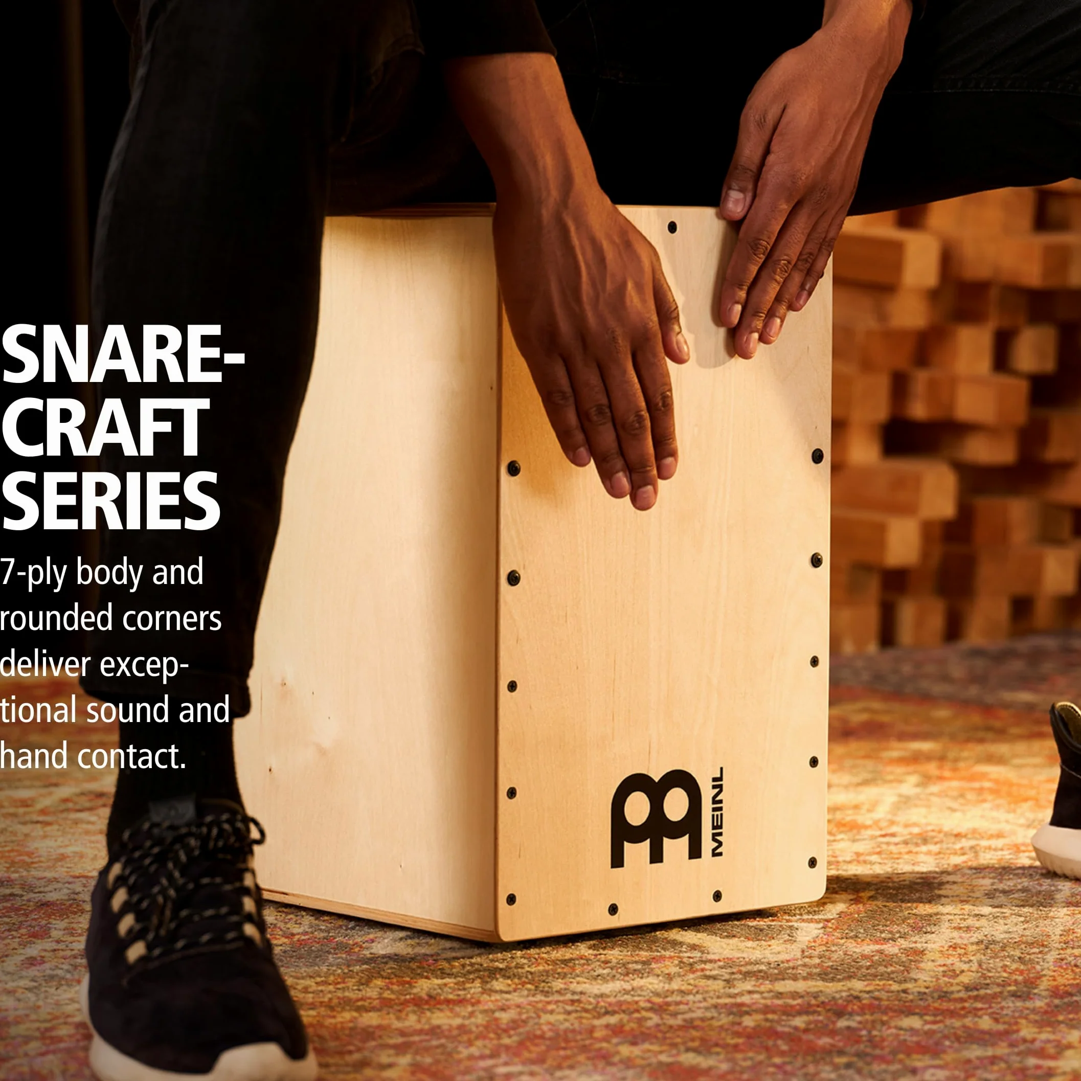 Meinl Percussion Snarecraft Cajon Instrument - Grande Drum Box con 2 Cordiere - Superficie di Suono Betulla del Baltico (SC100B)