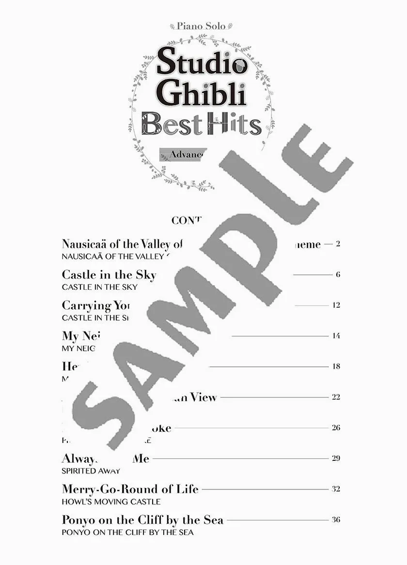 Studio ghibli best hit 10 advanced/english - niveau avance pour piano