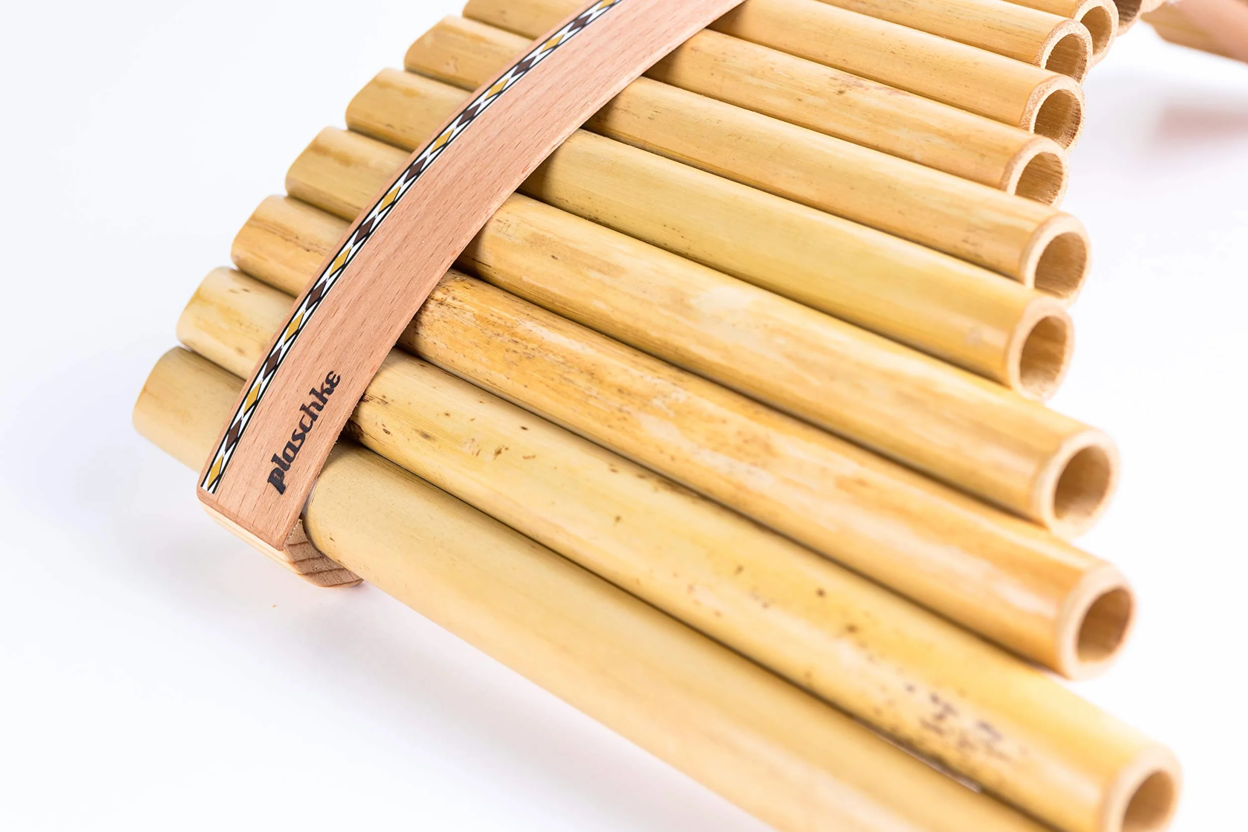 Plaschke Flauto di Pan con cintura in legno, fatto a mano in alto adige, 18 toni-Sol