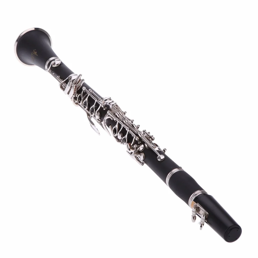 Anself Clarinetto Bachelite 17 chiave Bb Flat Soprano Placcatura al nichel squisito con Pezza per pulire Guanti 10 ance Cacciavite Strumenti a fiato