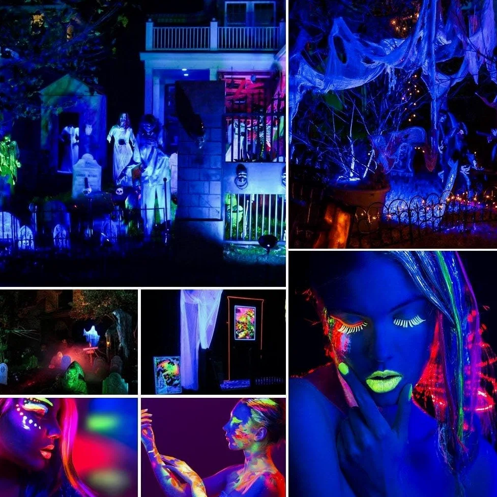 4 pezzi luce UV nera, faretto a luce nera DMX512 con telecomando per discoteca DJ party club KTV matrimonio Halloween bagliore fluorescente