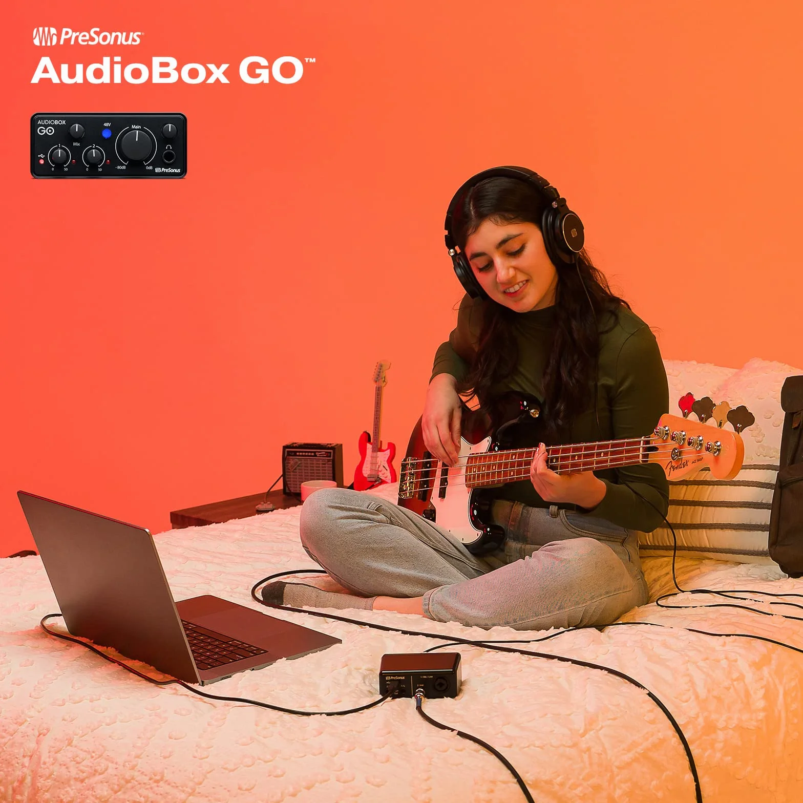PreSonus AudioBox GO – Interfaccia Audio USB-C Compatta per Produzione Musicale, Streaming e Podcasting con 6 mesi di Fender Studio Pro