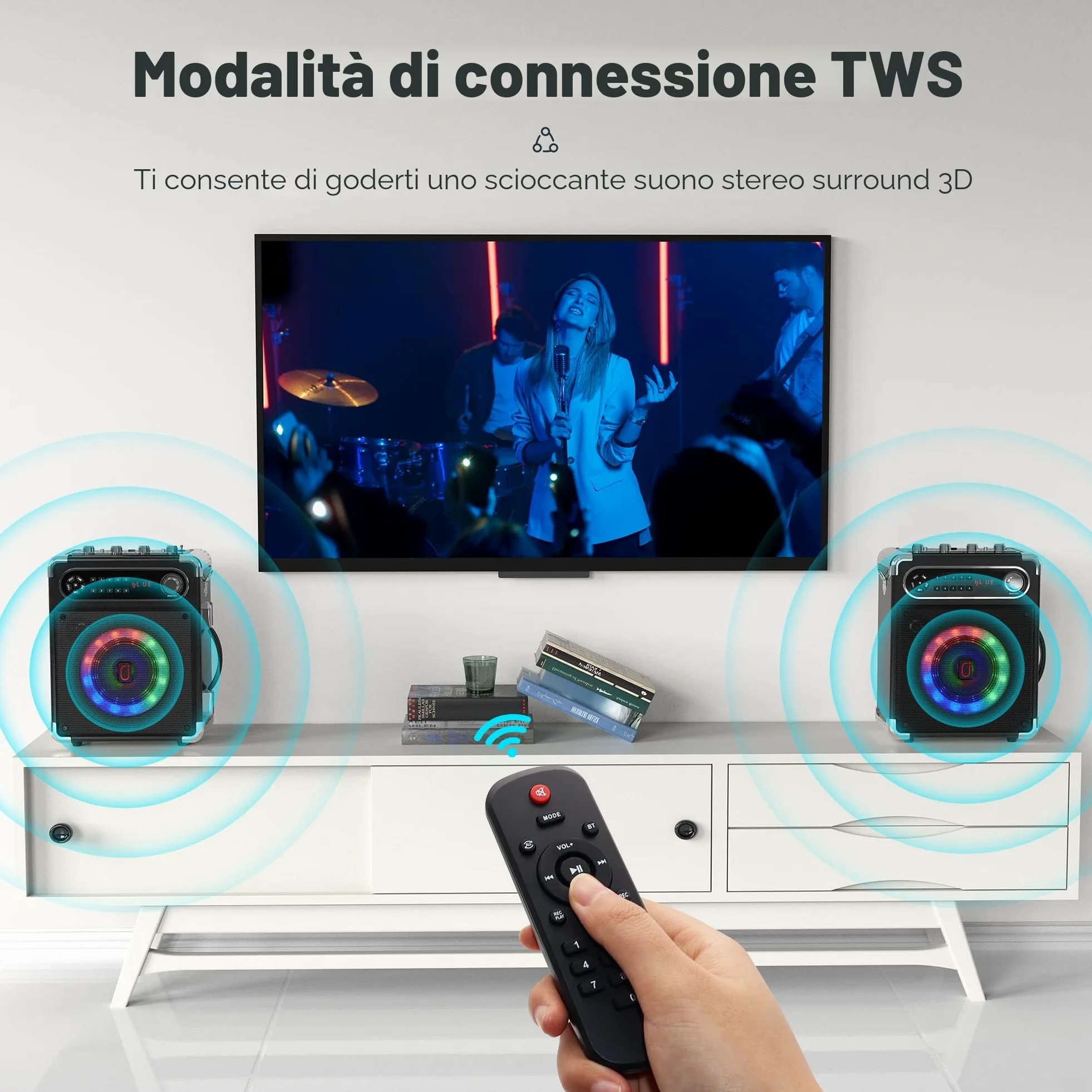 JYX Karaoke con 3 Microfoni UHF Wireless per Adulti, 400W Cassa Bluetooth 5.3 Sistema PA Portatile, Professionale Completo, Casse Karaoke con Microfono Supporto TWS/USB/TF/AUX/FM