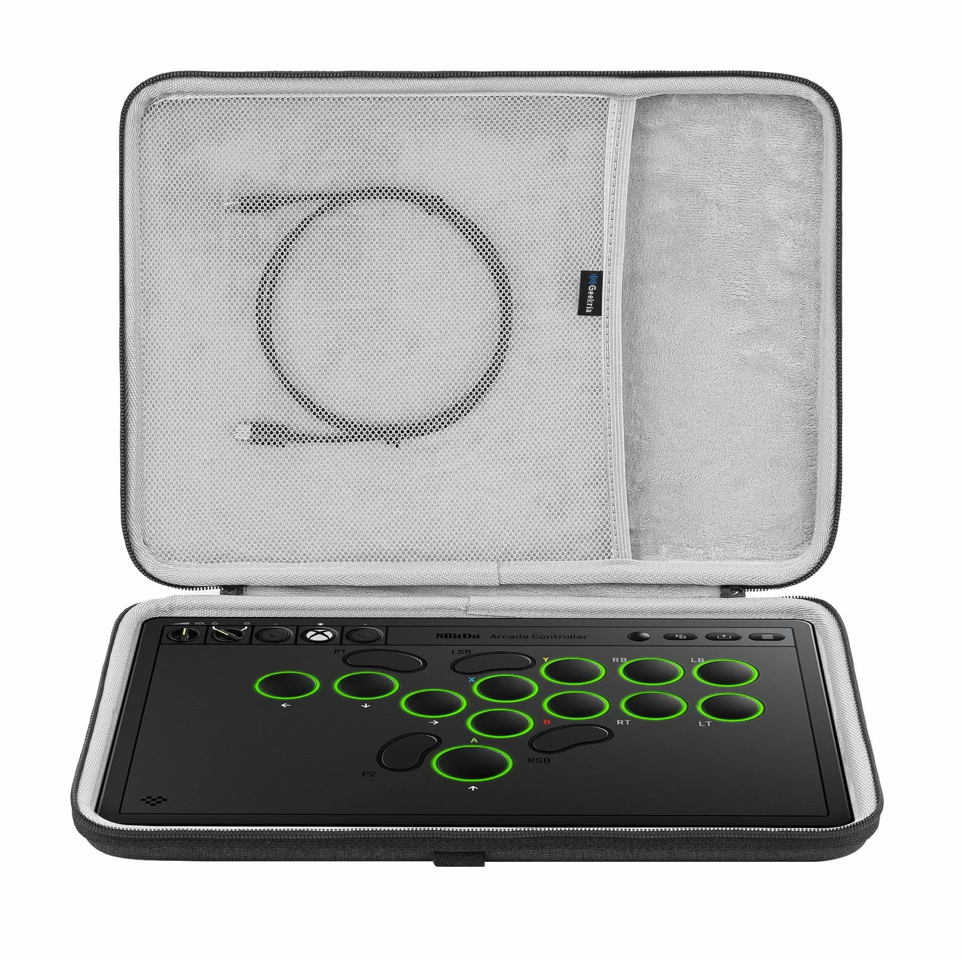 Geekria Custodia rigida da viaggio compatibile con controller arcade Razer Kitsune / 8BitDo All-Button (grigio scuro)