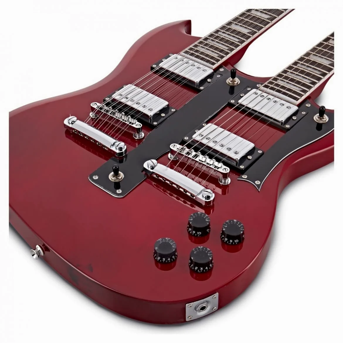 Gear4music Brooklyn chitarra elettrica a doppio manico con borsa da concerto