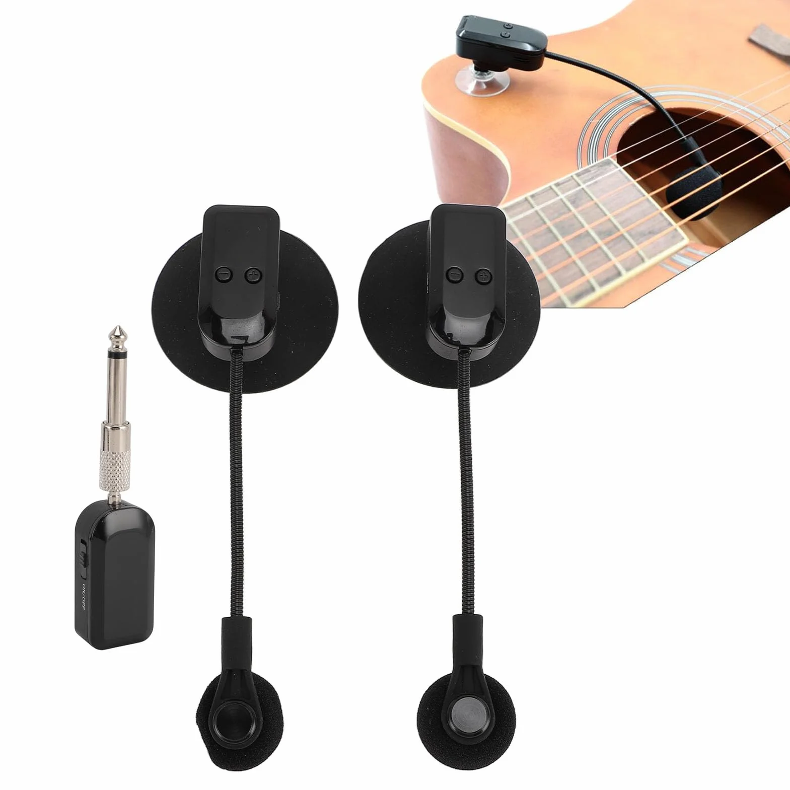 Microfono per Strumenti Wireless 2.4G, Sistemas di Pickup per Microfono per Sassofono a Condensatore con Rotazione di 360°, per Fisarmonica per Violino e Chitarra, per Concerti