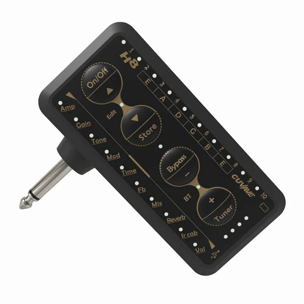 M-Vave H8 - Amplificatore per cuffie per chitarra, effetti integrati, batteria, ingresso strumento e audio Bluetooth