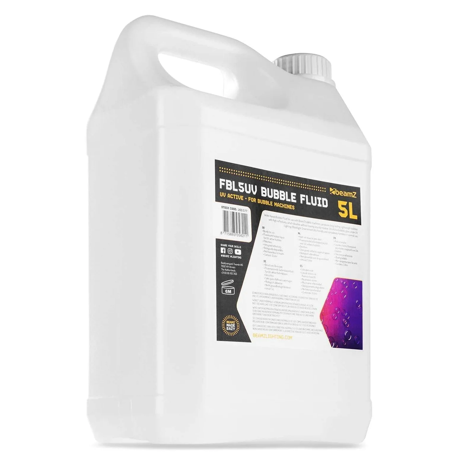 Liquido per macchina delle bolle - 5 L - fluorescente - Beamz