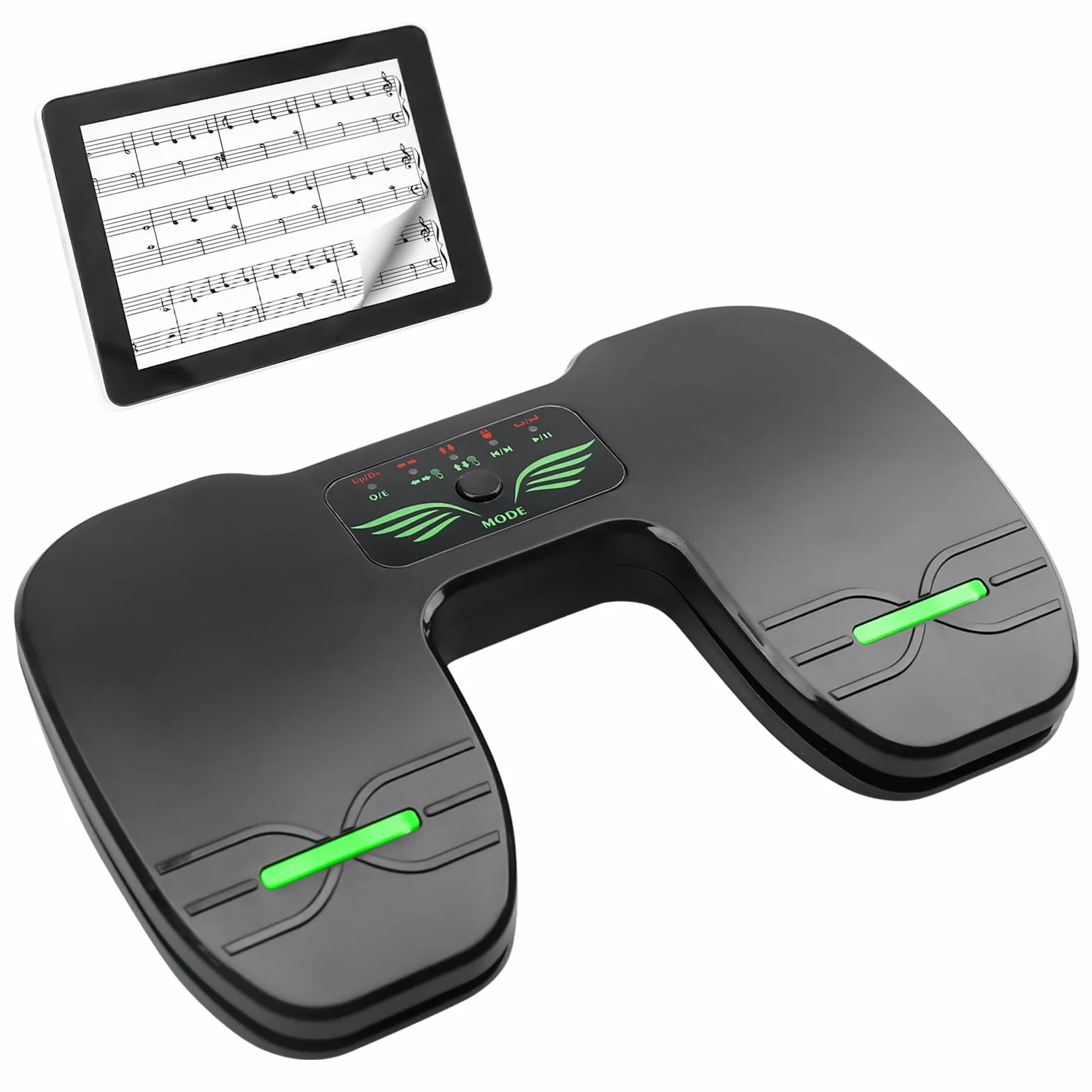 Pedale di rotazione della pagina Bluetooth, pedale senza fili per ginnasta di pagina, interruttore a pedale multifunzione, controller di lettura della musica ricaricabile per tablet smartphone (nero)