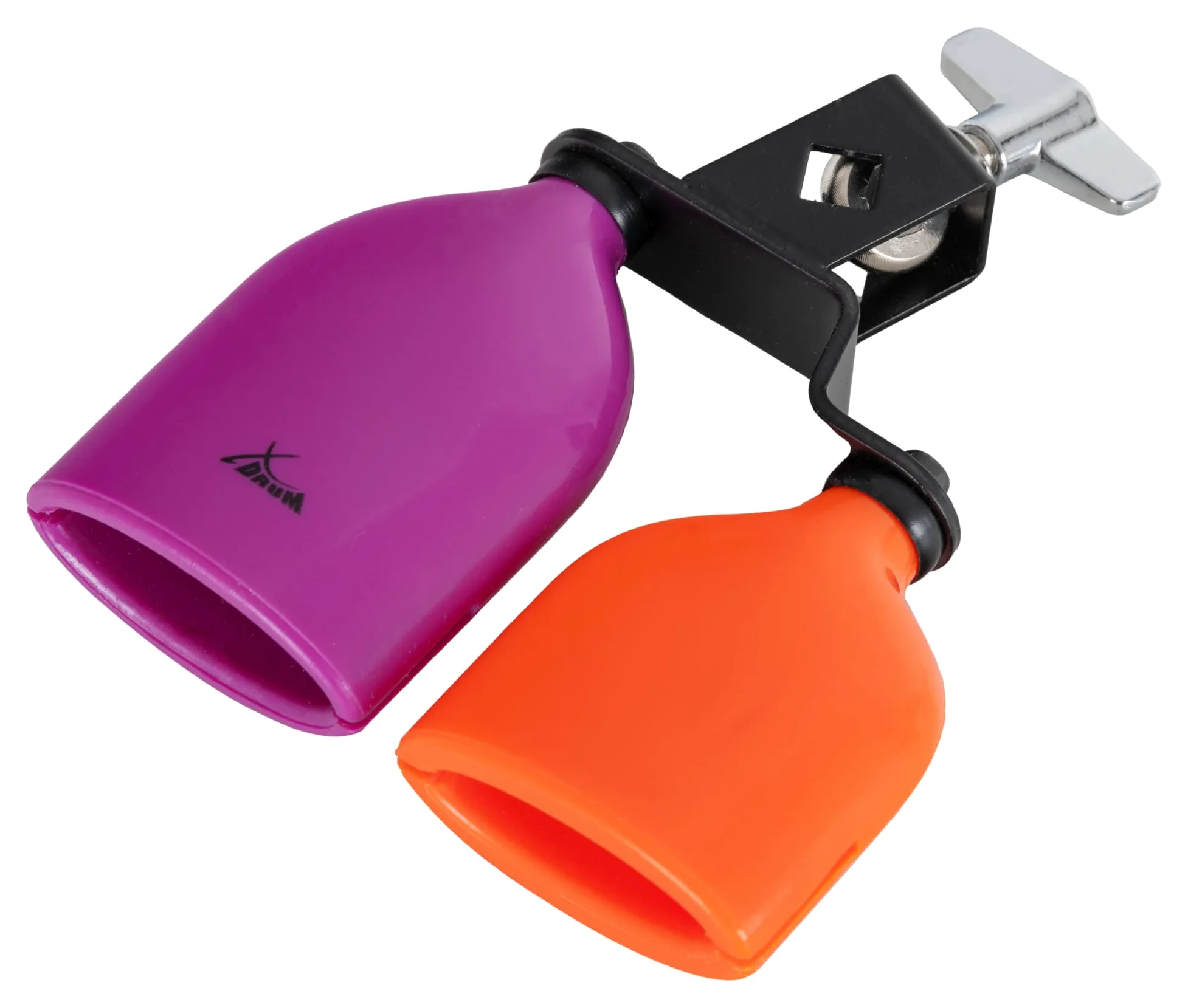XDrum PB3-VTOG Percussion Block Dual - Due Agogo-Blocks accordati diversamente su un supporto - In plastica indistruttibile - Suono potente e penetrante - Viola/Arancione