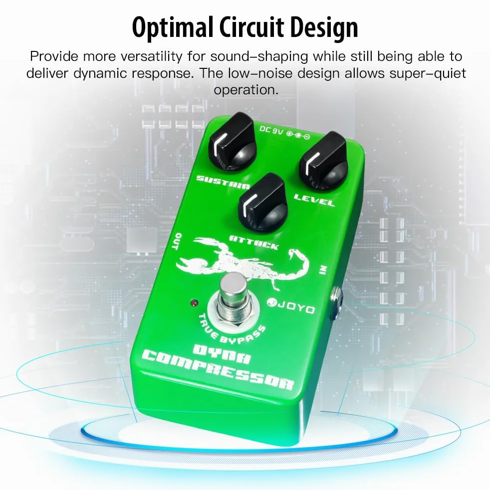 JOYO Dynamic Compressione Pedal Ricreazione a basso rumore Compressore Ross classico per chitarra elettrica e basso - True Bypass (JF-10)
