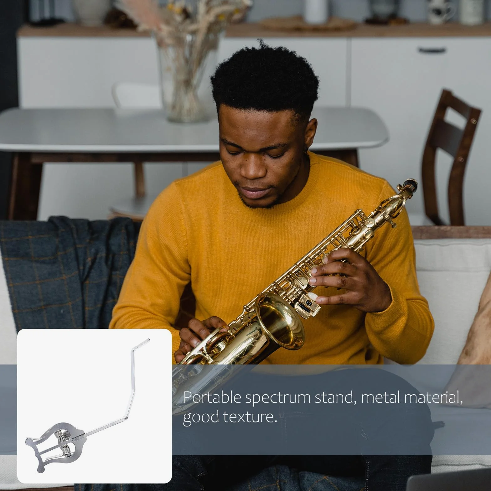 Supporto per Spartiti Musicali in Metallo per Corno Baritono e Sax Contralto, Clip Portatile e Resistente per Musicisti Strumentisti in Movimento