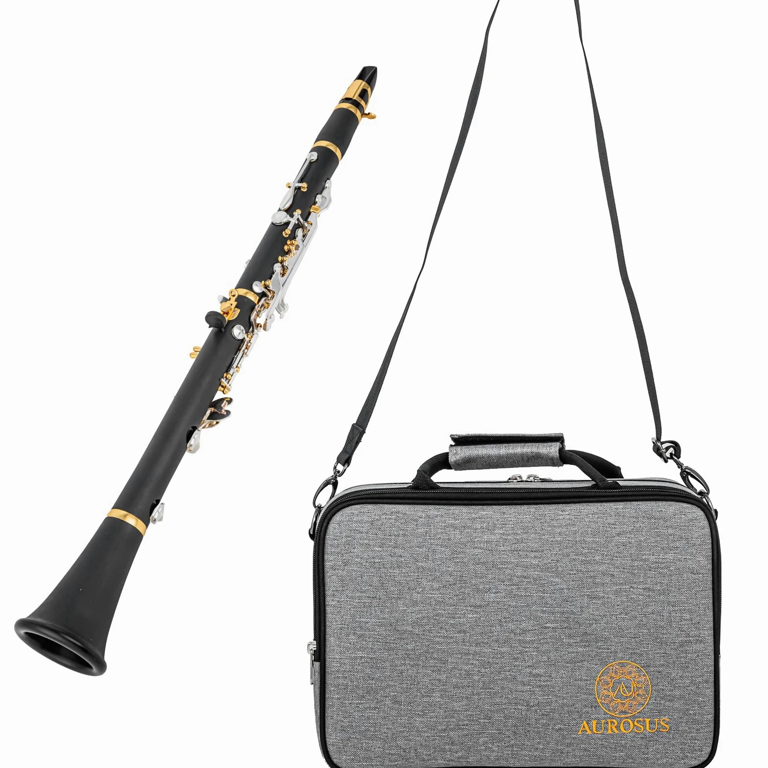 CG-S7 Clarinetto Sib Plateau a Fori Chiusi - Clarinetto Soprano a Fori Coperti in ABS, 17 Chiavi Nichel-Argento e Colonnine Dorate, per Mani Piccole, Sassofonisti e Disabili