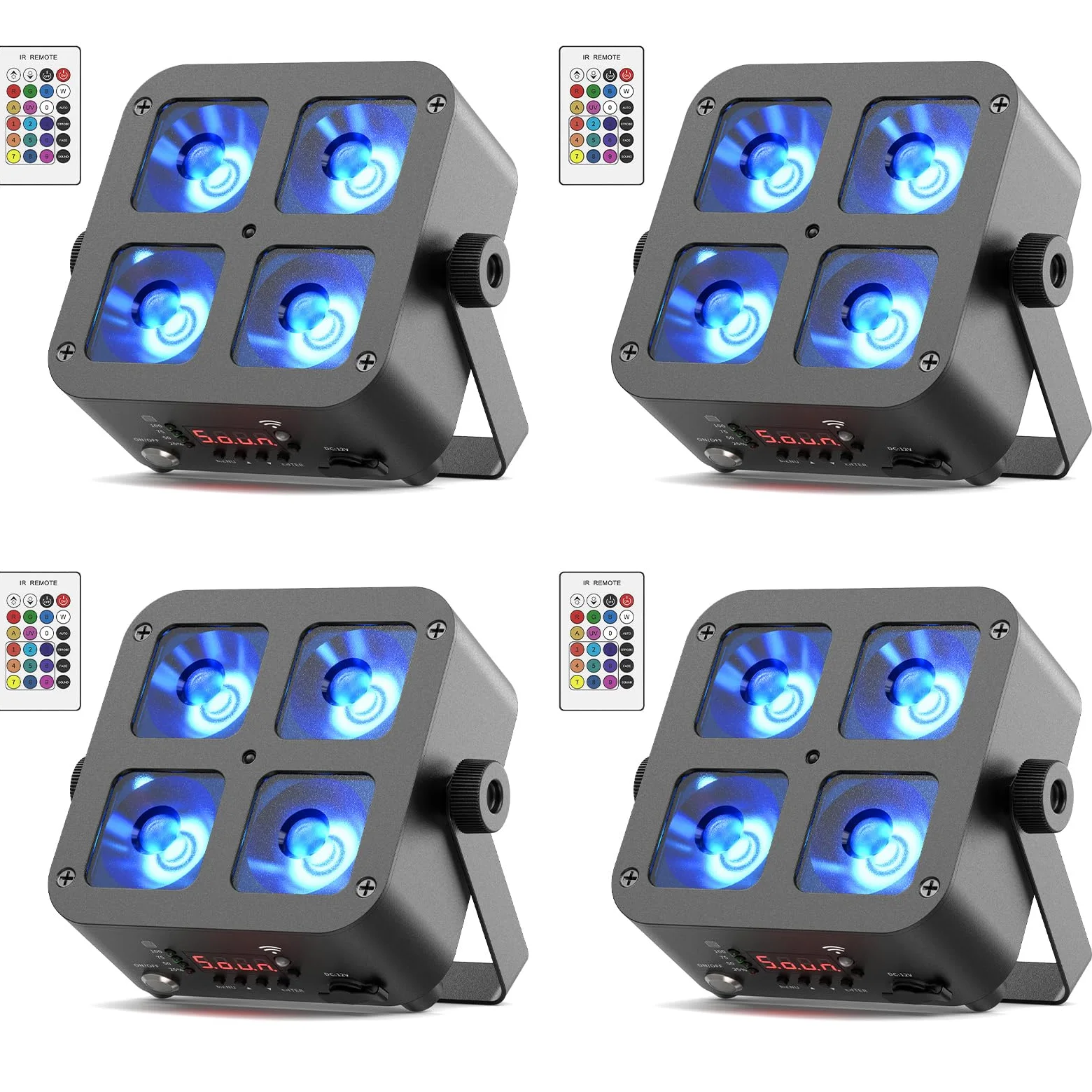 4PCS 100W Par LED Faro Ricaricabile Batteria, 5200mAh RGBWA+UV Luci del Palcoscenico con Telecomando/DMX/APP Luci Discoteca per Feste Discoteca Eventi live Concerti Band