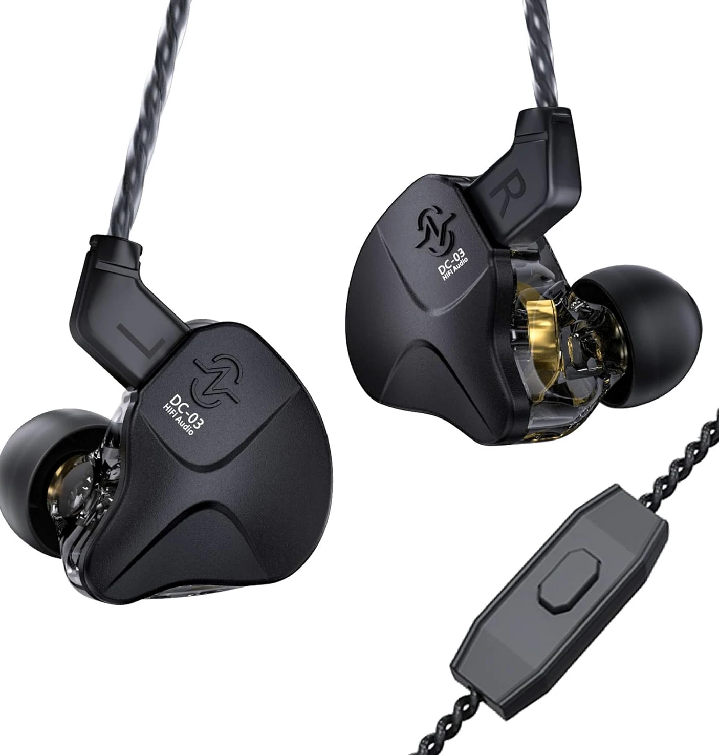 Yinyoo CCZ Sonata DC03 HiFi In Ear Monitor Auricolari, 10mm Magnete Driver Dinamico Cuffie Sportive IEM da Gioco ad Alta Fedeltà Auricolari con Cavo a 2Pin per Regalo PC Audiofilo (con microfono)