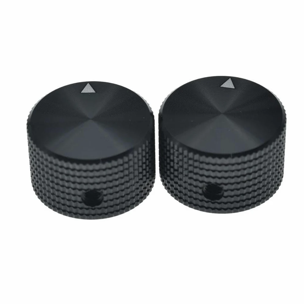 Dopro Manopole per potenziometro, in alluminio, 25 x 15,5 mm, universali da 1/4", con indicatore e vite per chitarra, basso, pedale effetto colore: nero
