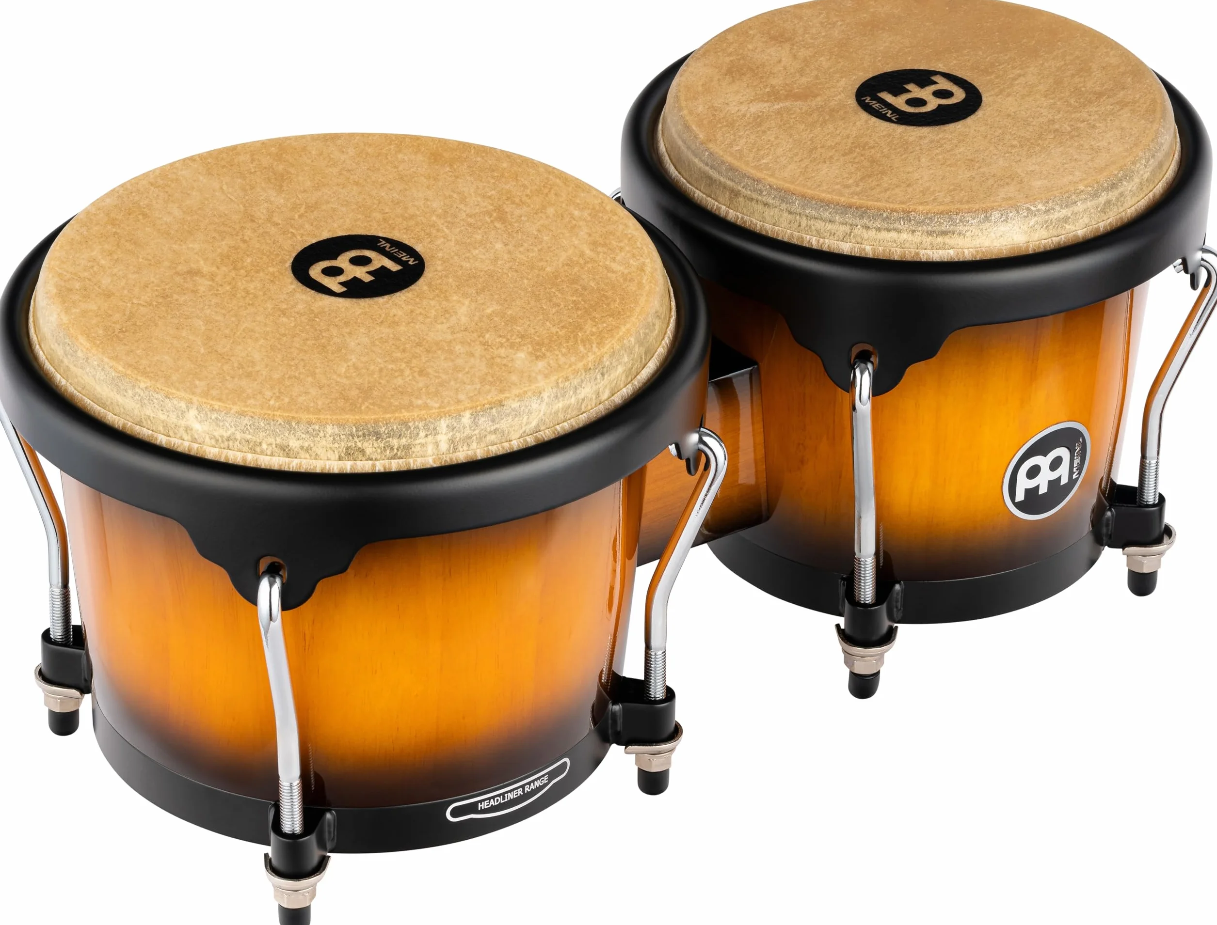 Meinl Percussion Bongos Headliner Wood - 2 Tamburi a Mano da 6.75 e 8 Pollici - Chiave Accordatura Inclusa - Quercia del Siam, Vintage Sunburst (HB100VSB)