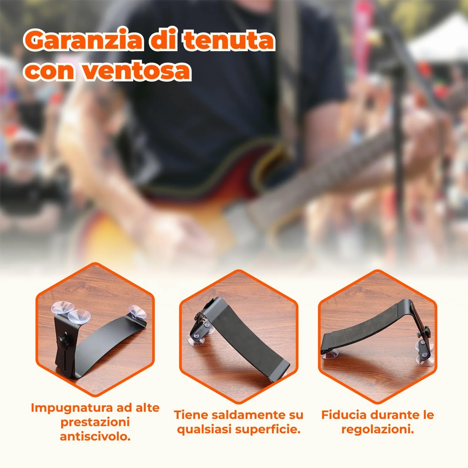 rockible Supporto per Chitarra Supporto per Gamba Supporto per Chitarra Poggiapiedi Regolabile in Metallo Sgabelli a Cremagliera Fissi