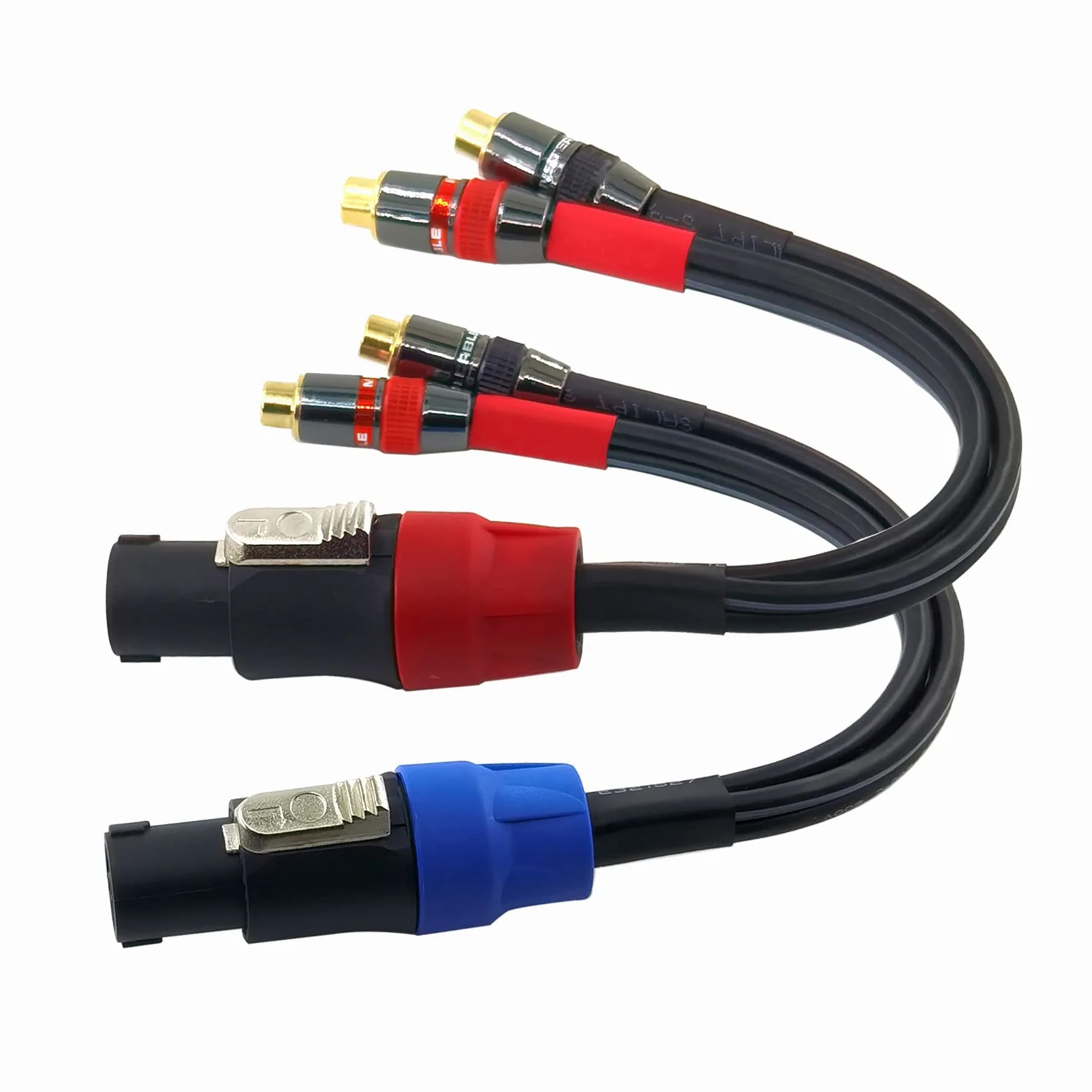 WJSTN Speak-on 4-Pole to Dual RCA Break Out Splitter Cable Speakon Splitter Cable,for Speaker (Speakon to RCA)