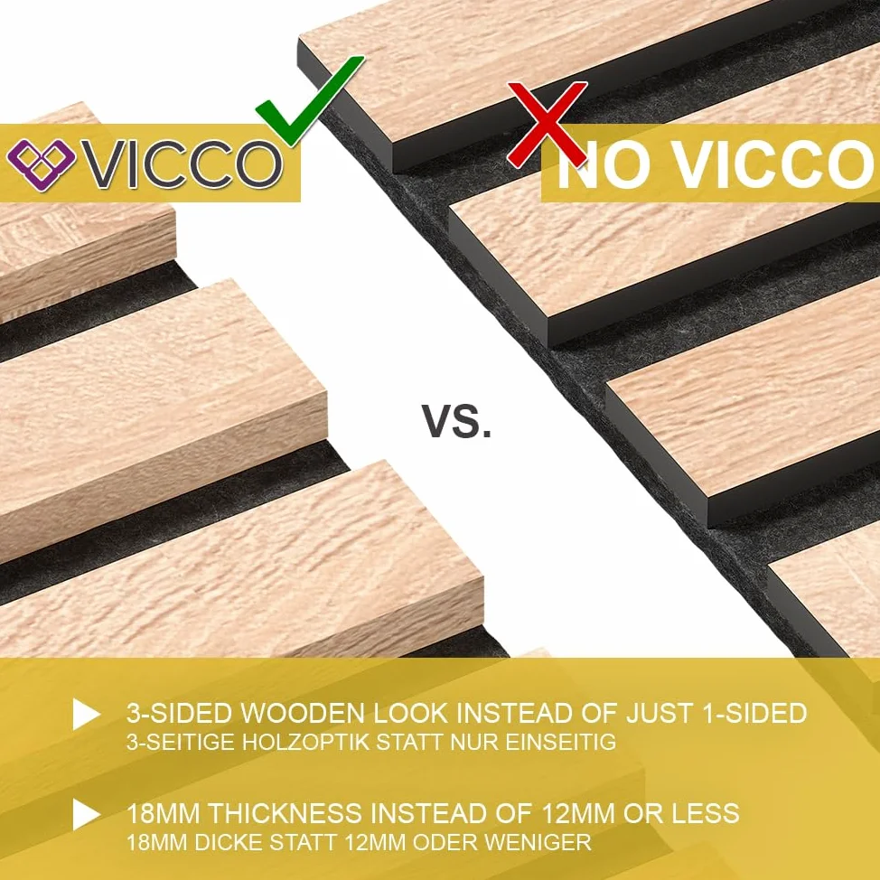 Vicco Pannelli a parete Sonoa, Rovere, 12 pezzi, per montaggio a parete per migliorare l'acustica degli ambienti