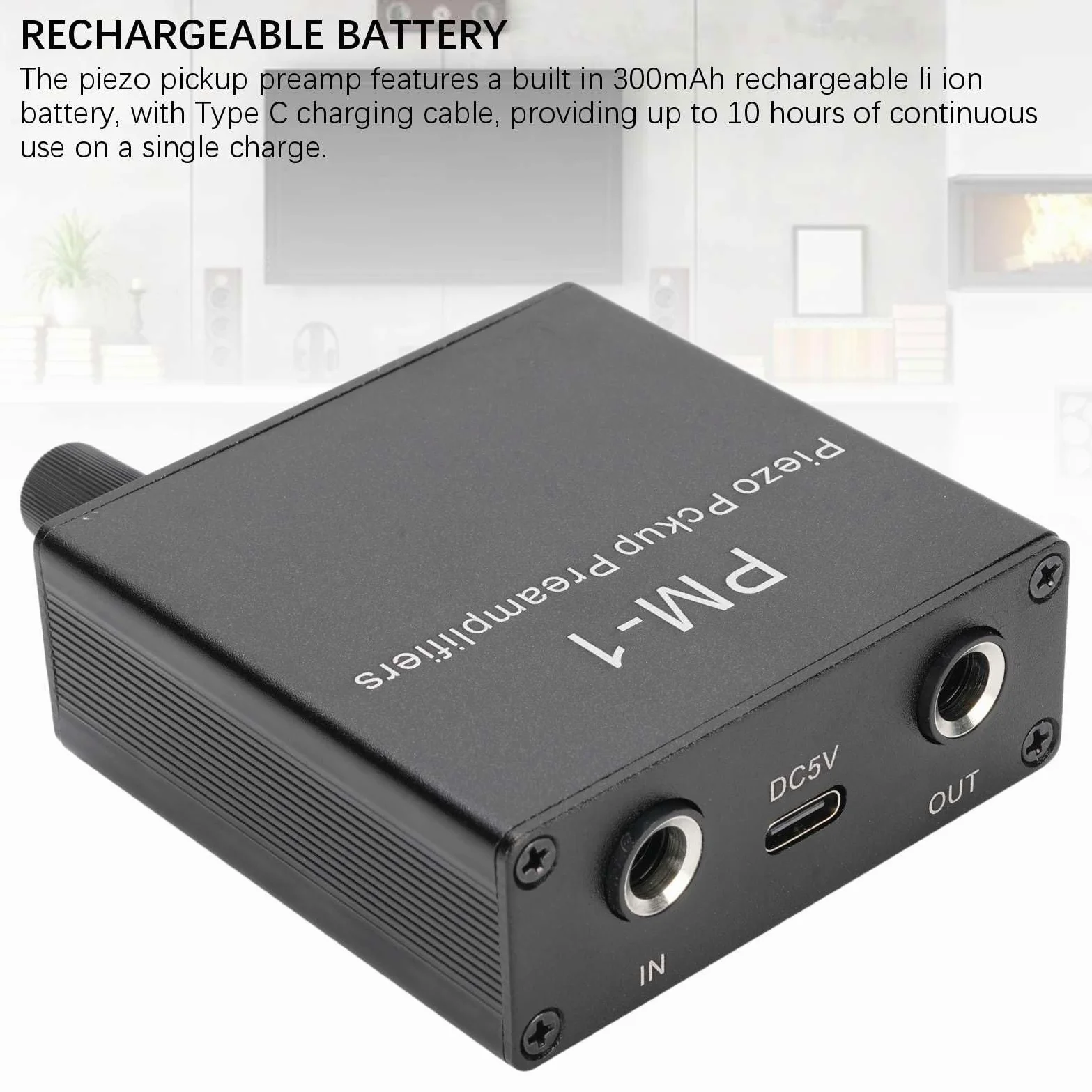 Elprico Preamplificatore per Chitarra Acustica, Preamplificatore Pickup Piezoele per Violino di Chitarra Ukulele con Limite a Bassa Frequenza per Strumenti a Corda, Batteria da 300 MAh