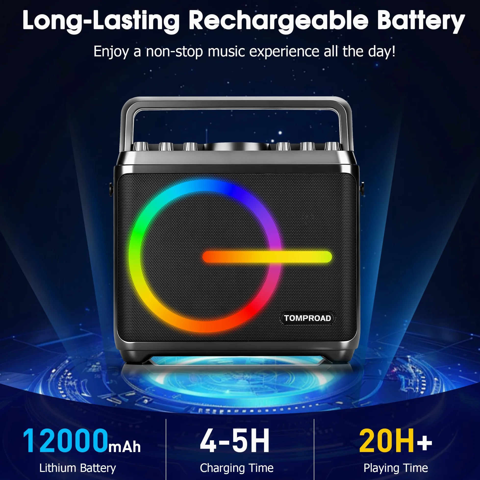 Macchina per karaoke, altoparlante Bluetooth con 2 microfoni wireless, sistema PA portatile per adulti e bambini con luci LED, regolazione dei bassi/acuti, scheda TF/USB, REC per feste a casa(nero)