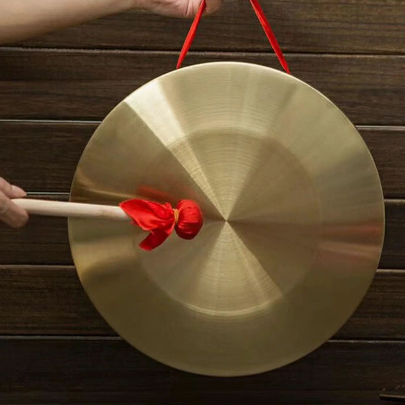Gong a mano Cymbal con battitore, in ottone con battitore, strumento a percussione, gong cinese (28 cm)