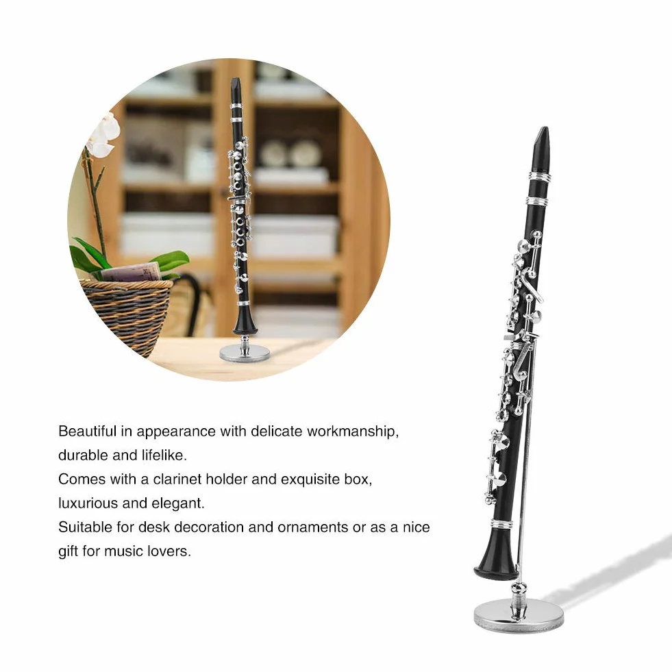 Modello di clarinetto display 16cm modello di clarinetto, modello di clarinetto, di decorazione musicale mini strumento musicale in metallo da collezione per la decorazione della