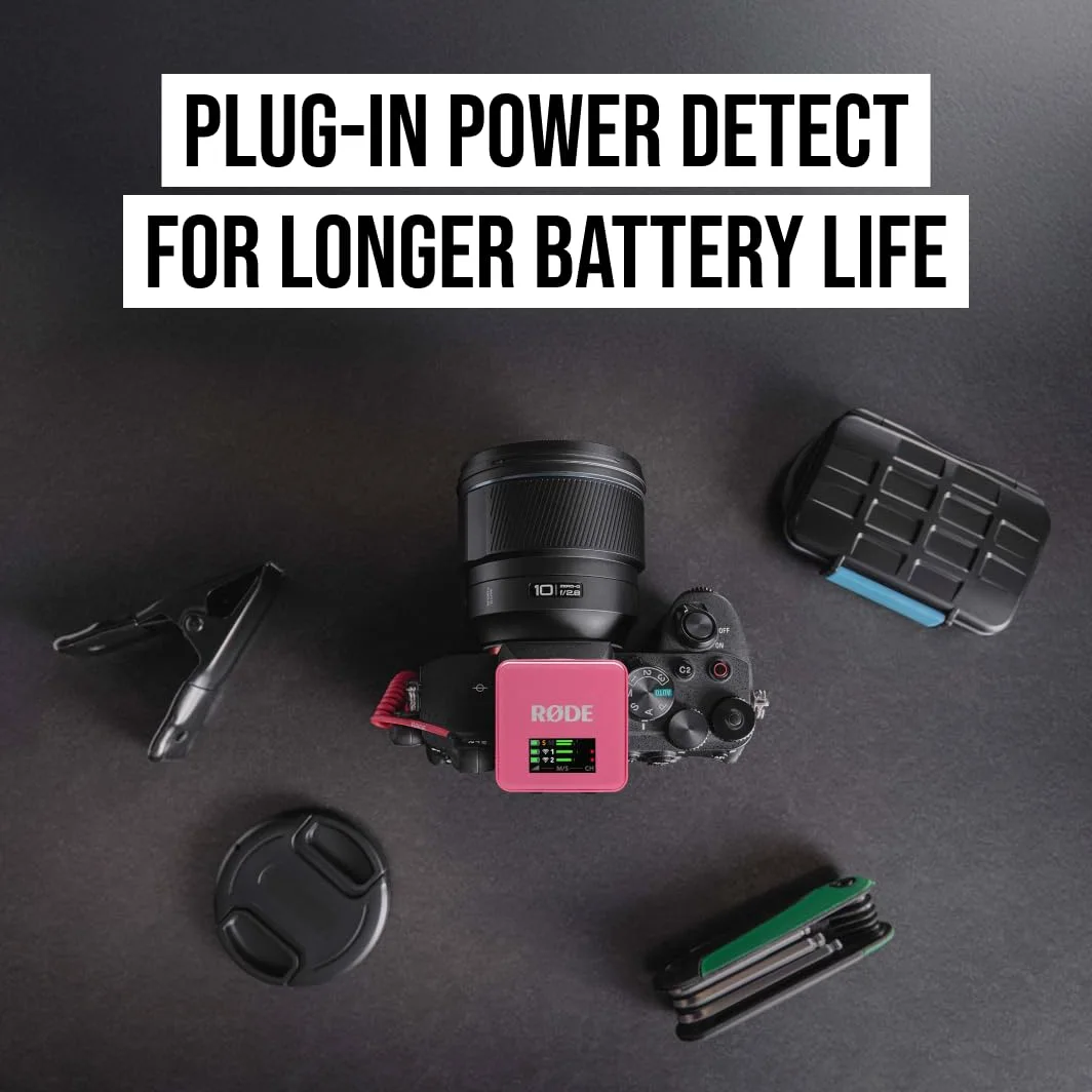 RØDE Wireless GO (Gen 3) – Microfono wireless compatto – Audio cristallino, registrazione a 32 bit float, controllo automatico del livello, per telefoni, fotocamere e computer (Rosa)