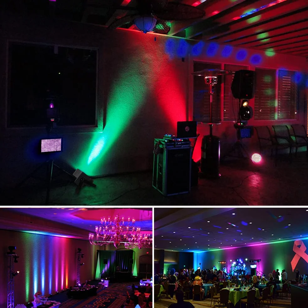Par Led, Faro Led RGB 36W con 36 Led Luci Colorate con comando DMX e Telecomando per Feste, Discoteca, Eventi live, Concerti, Band - 2Pcs
