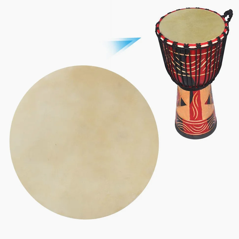 Testa di Bufalo in Pelle Forma Rotonda per Tamburo Bongo Africano - 2 Pezzi - Beige