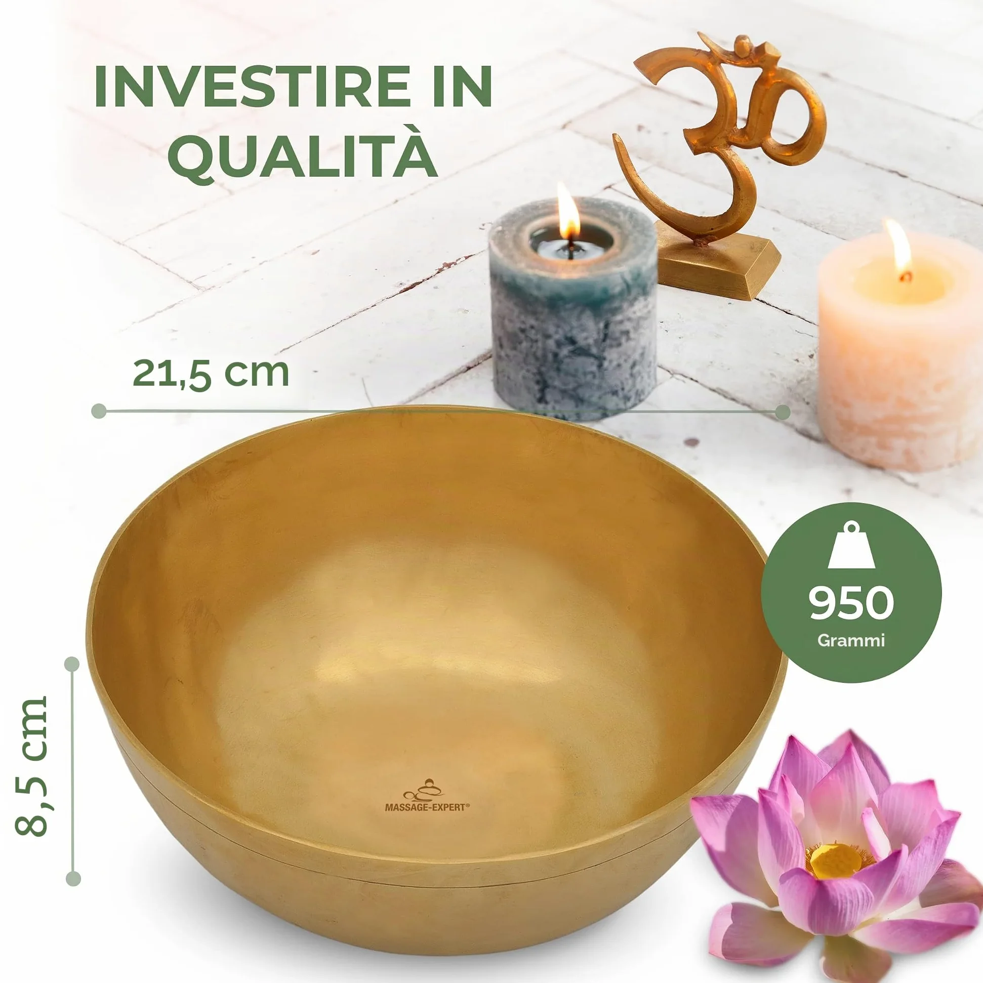 MASSAGE-EXPERT Campana Tibetana Universale, Ø 21,5 cm, 950 gr - Ampio spettro sonoro per un efficace massaggio sonoro e musicoterapia in tutto il corpo, Qualità eccezionale