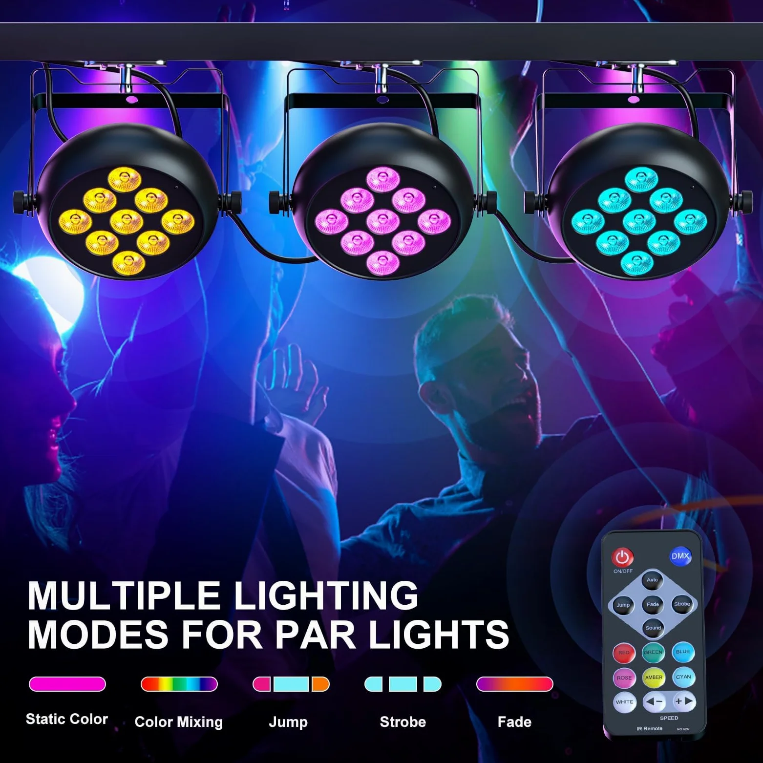 12PCS Par LED RGBW Luci del Palcoscenico, 9 LED Luci Discoteca DMX-5/8CH con Telecomando e 4 Modalità di Controllo, Faretti Par per DJ Discoteca Bar Feste Matrimoni Natale Haloween