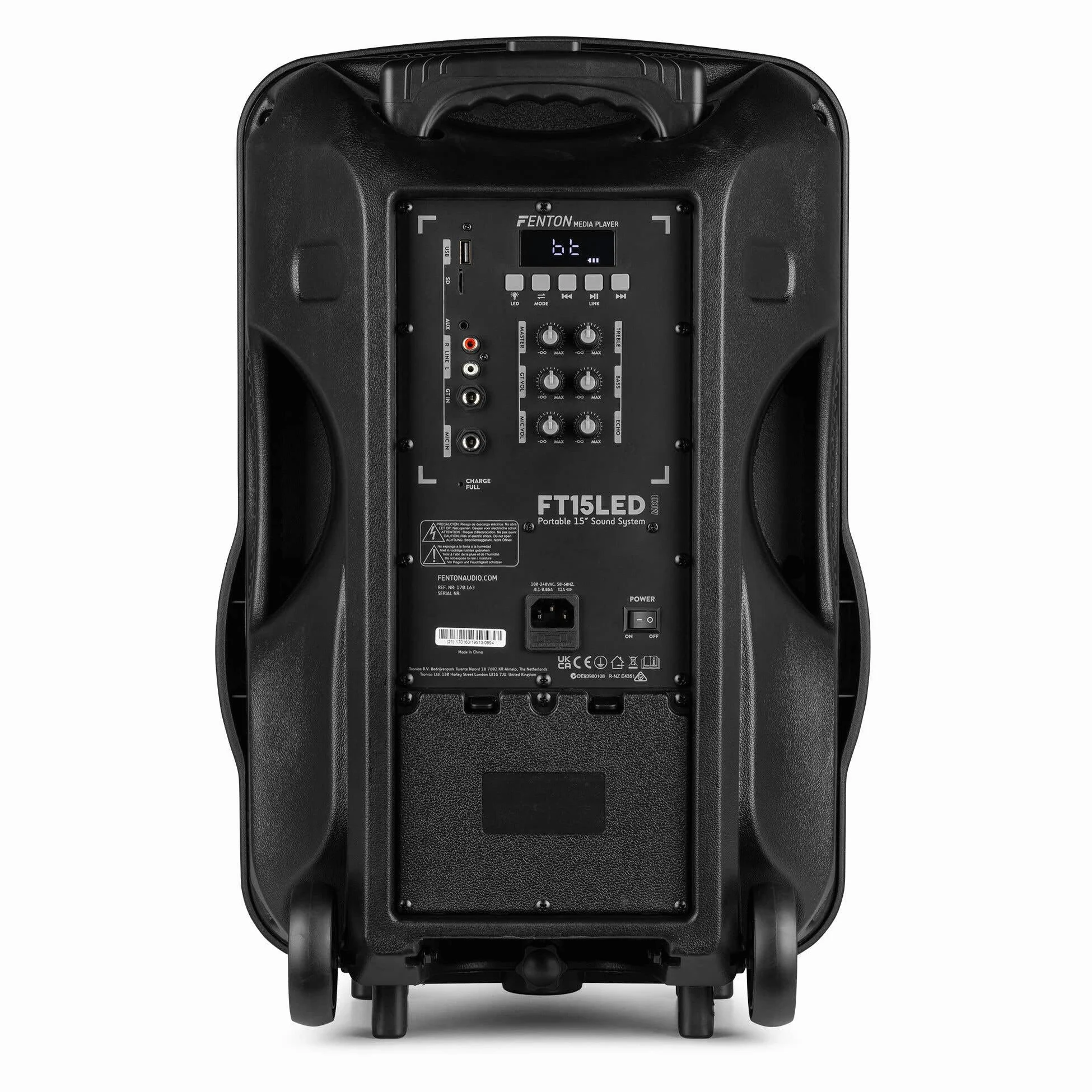 FENTON 170.161 FT10MK2 Sistema Portatile attivo da 450W, con illuminazione LED RGB Woofer da 10” con BT/USB / MP3 e Microfono UHF, Nero (450, Watt)